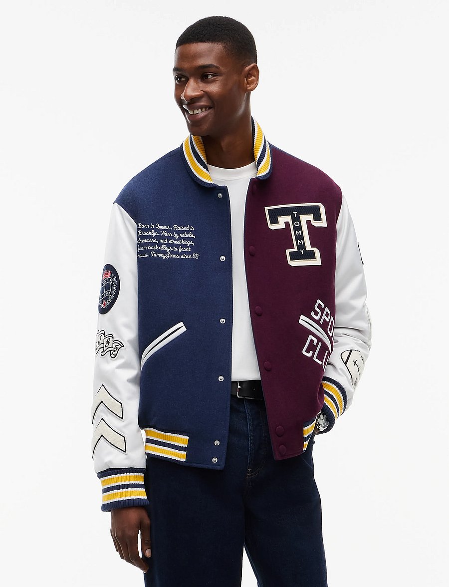 Tommy Jeans - TJM LETTERMAN WOOL VARSITY JKT - collegejakker - dark blue multi - 0