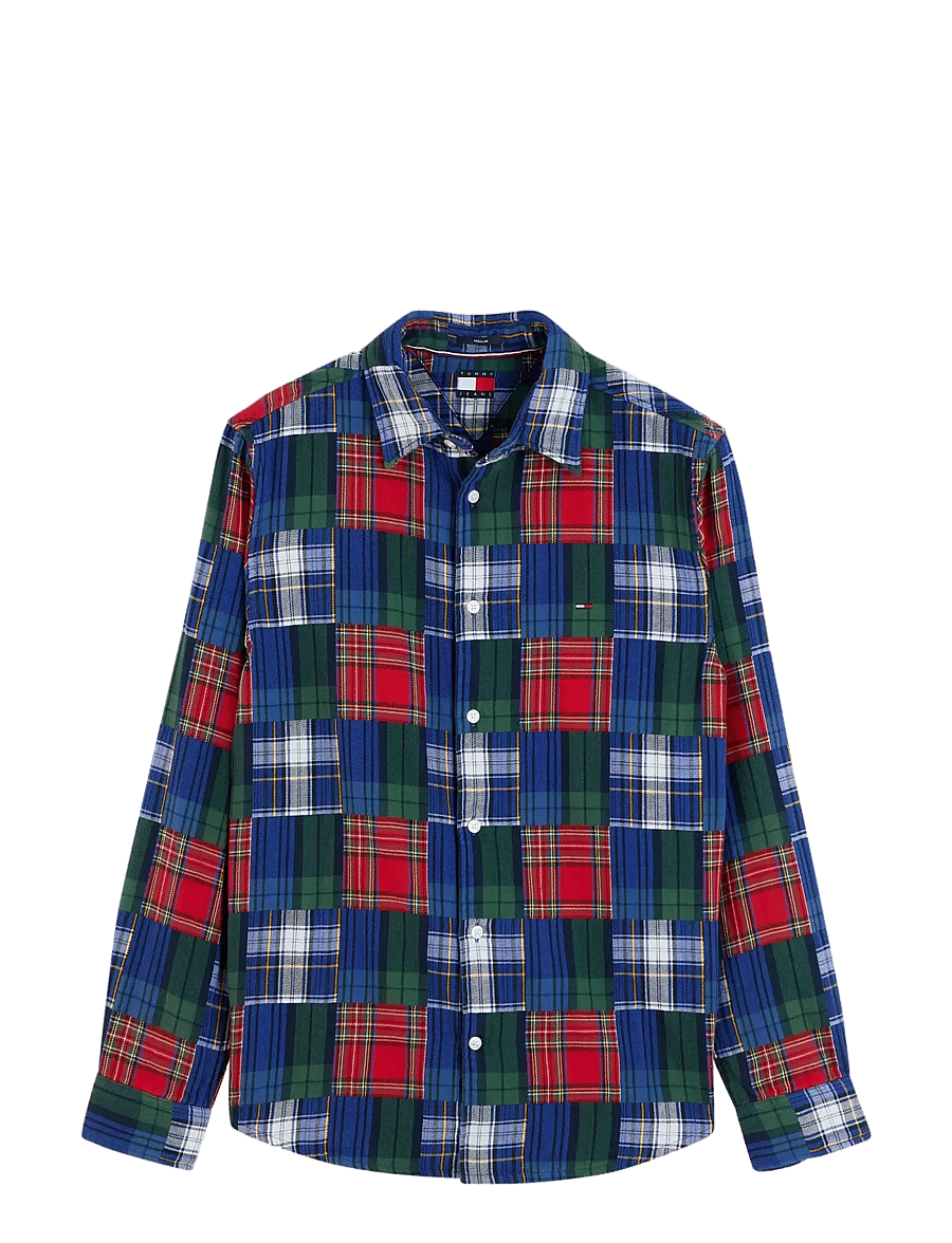 Tommy Jeans - TJM REG PATCHWORK SHIRT - karierte hemden - dark blue check - 1