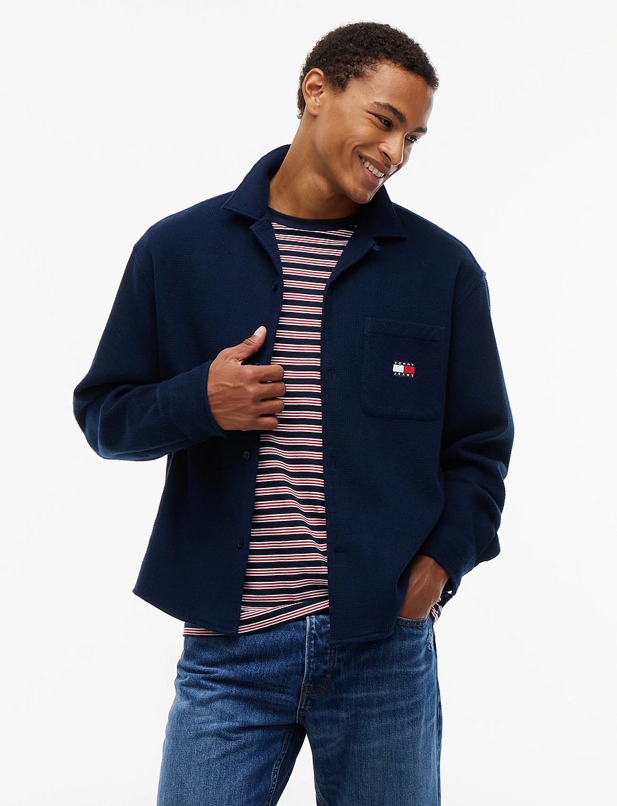 Tommy Jeans - TJM BOXY BRUSHED WAFFLE SHIRT - flanell-hemden - dark blue - 0
