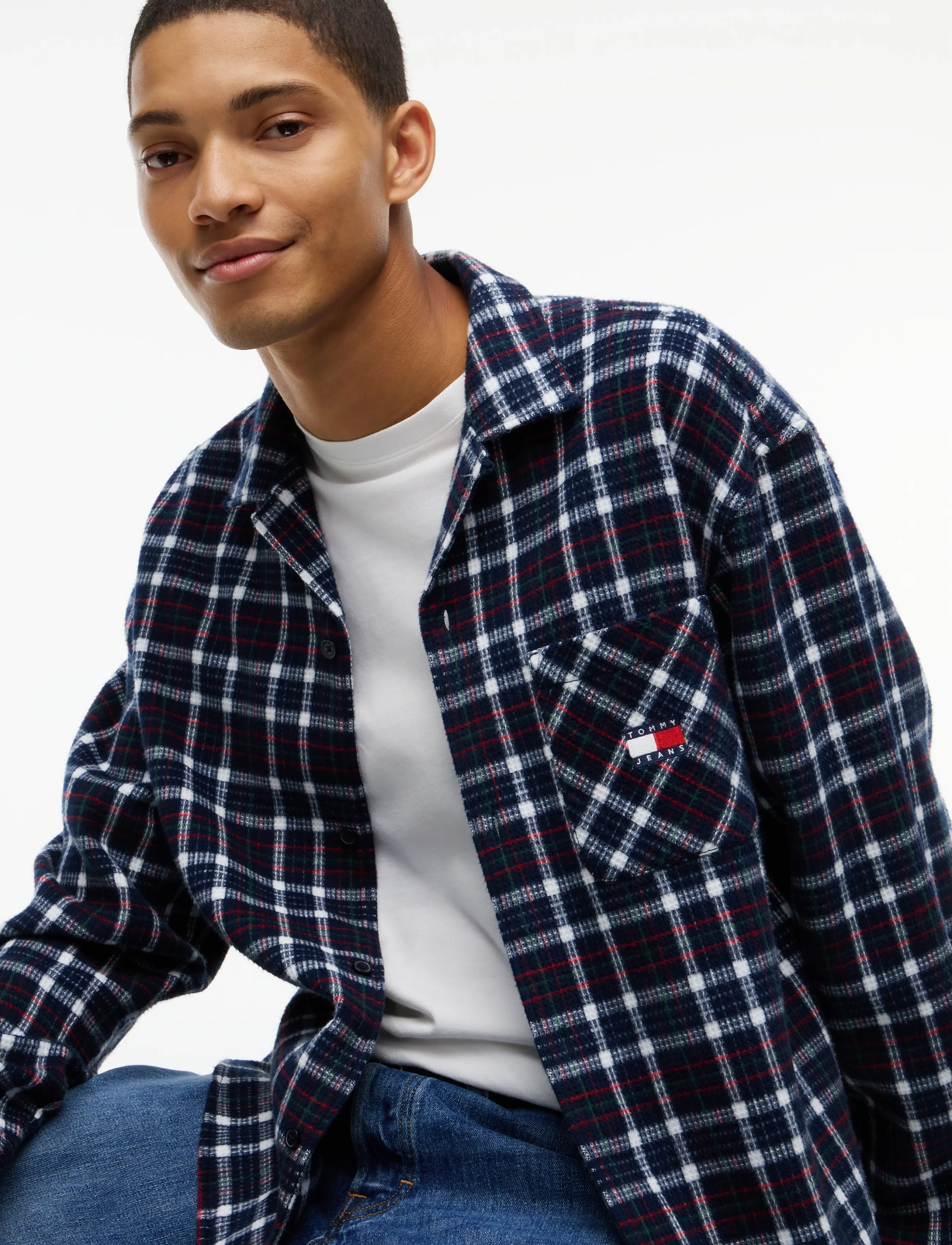 Tommy Jeans - TJM BOXY BRUSHED WAFFLE SHIRT - Überhemden - dark blue check - 3