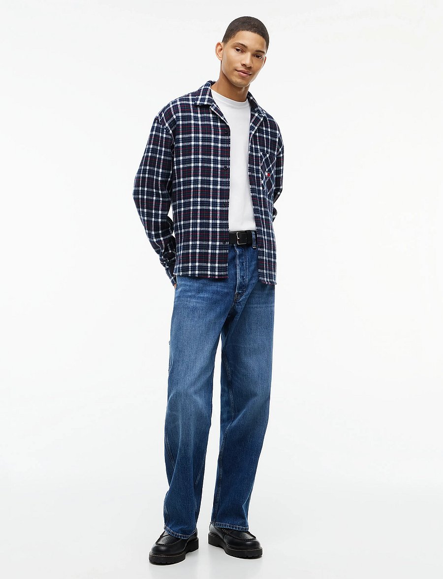 Tommy Jeans - TJM BOXY BRUSHED WAFFLE SHIRT - Überhemden - dark blue check - 4