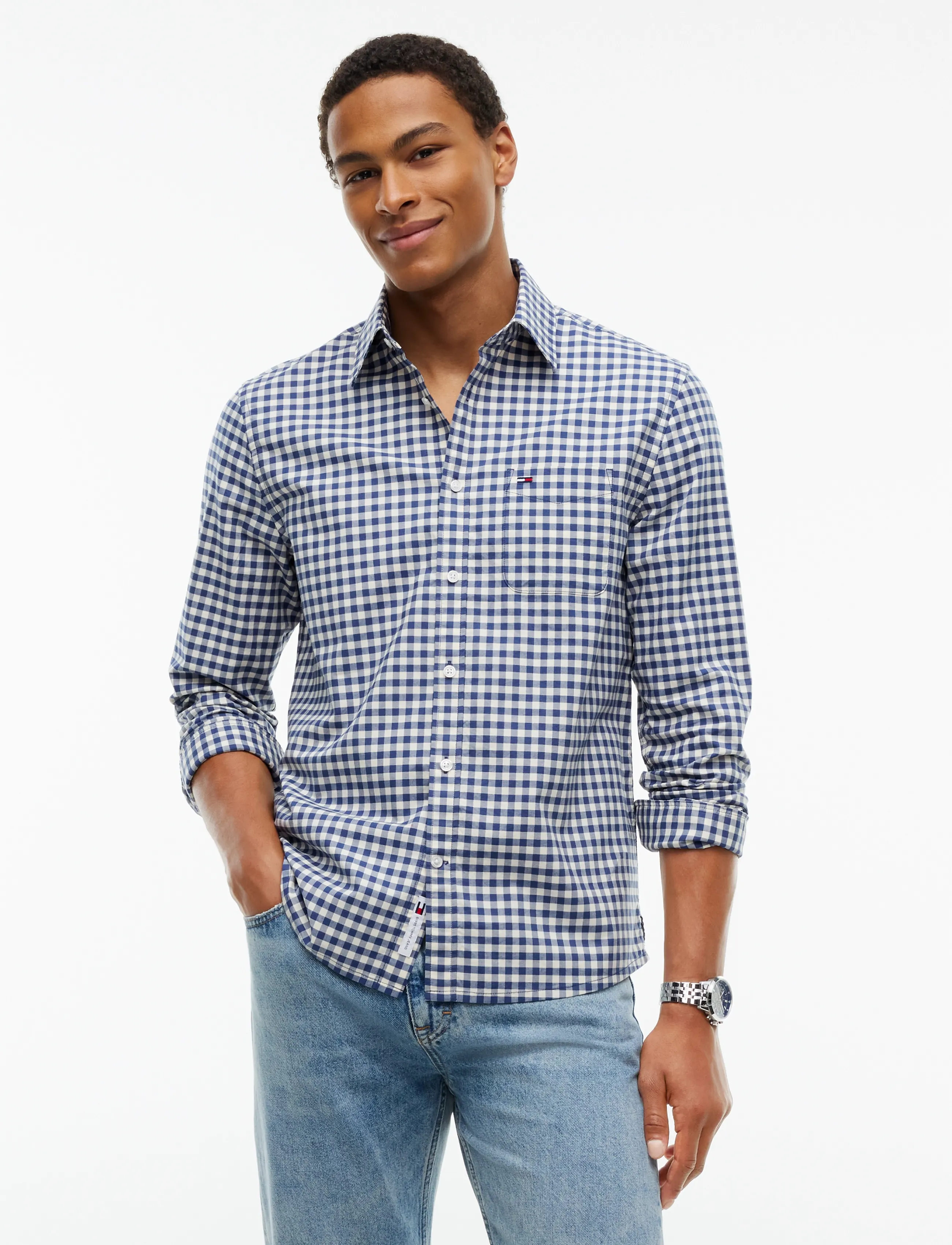 Tommy Jeans TJM REG CHECK OXFORD SHIRT - Skjortor - BASIC NAVY CHECK / navy