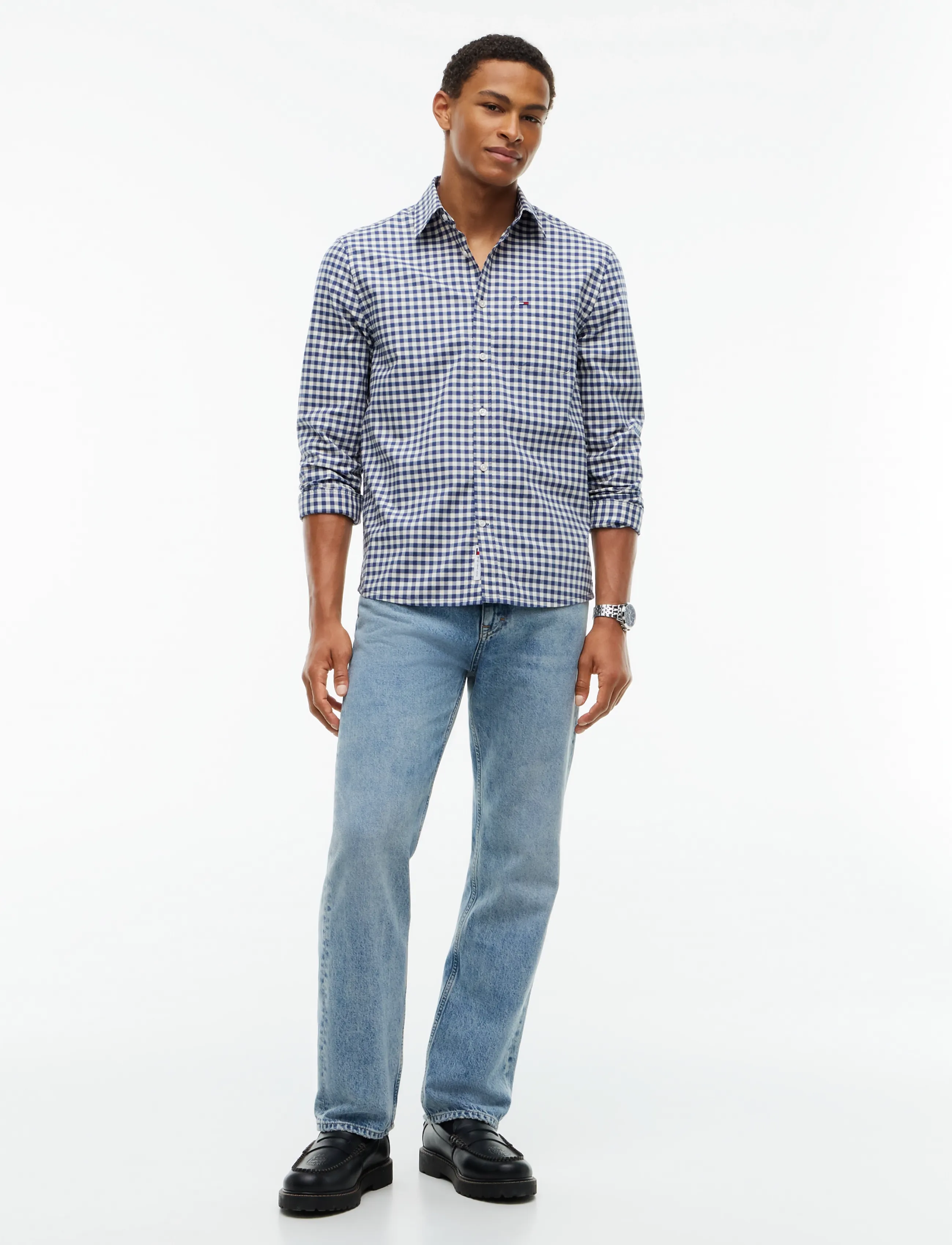 Tommy Jeans - TJM REG CHECK OXFORD SHIRT - rutiga skjortor - basic navy check - 4