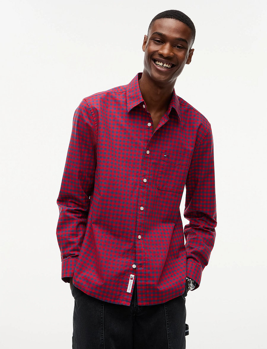 Tommy Jeans - TJM REG CHECK OXFORD SHIRT - rutiga skjortor - scarlet flare check - 0