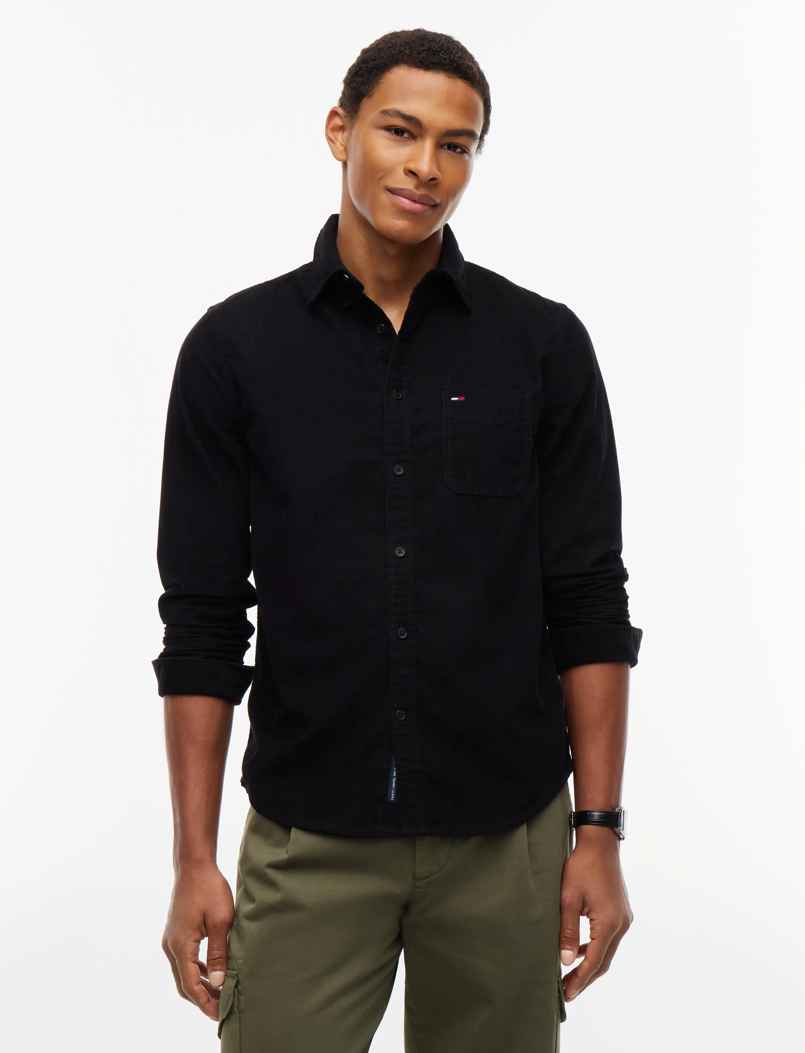 Tommy Jeans Tjm Reg Baby Corduroy Shirt Ext, M, Black, Shirts > Corduroy Shirts, Herre