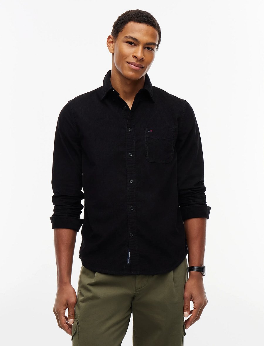 Tommy Jeans - TJM REG BABY CORDUROY SHIRT EXT - cordhemden - black - 0