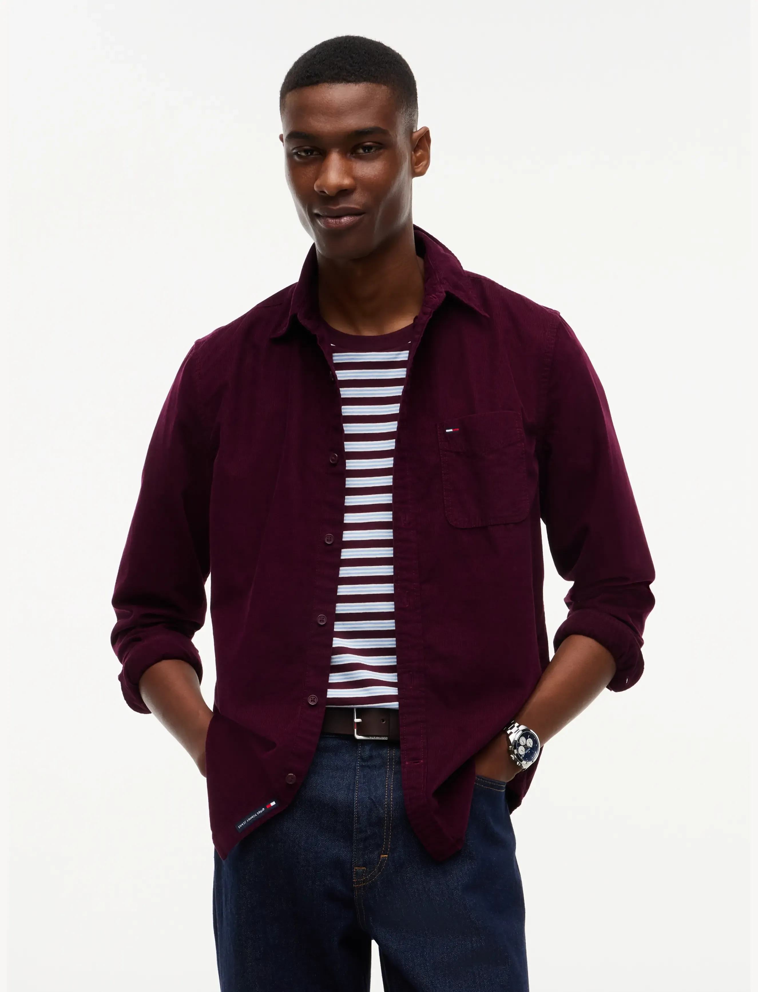 Tommy Jeans TJM REG BABY CORDUROY SHIRT EXT - Kleidung - CALYPSO BERRY / burgundy