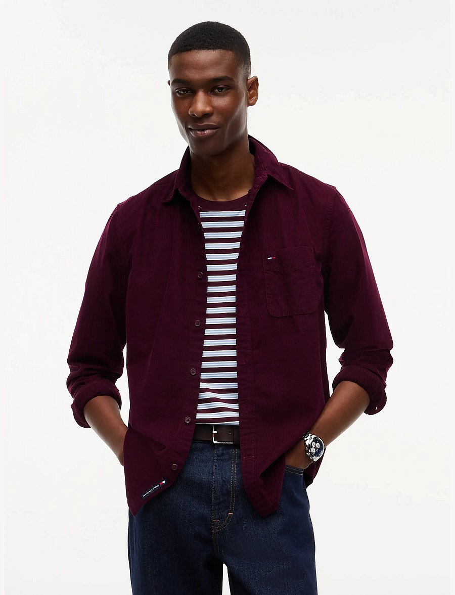 Tommy Jeans - TJM REG BABY CORDUROY SHIRT EXT - freizeithemden - calypso berry - 0