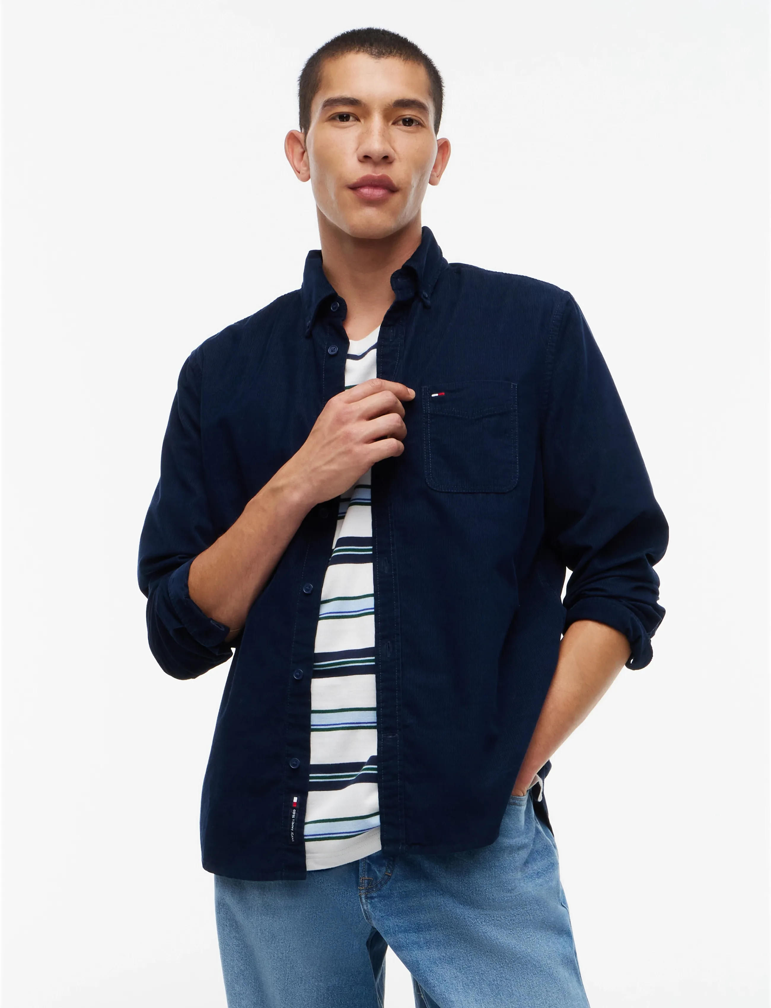 Tommy Jeans Tjm Reg Baby Corduroy Shirt Ext, XL, Navy, Shirts > Corduroy Shirts, Herre