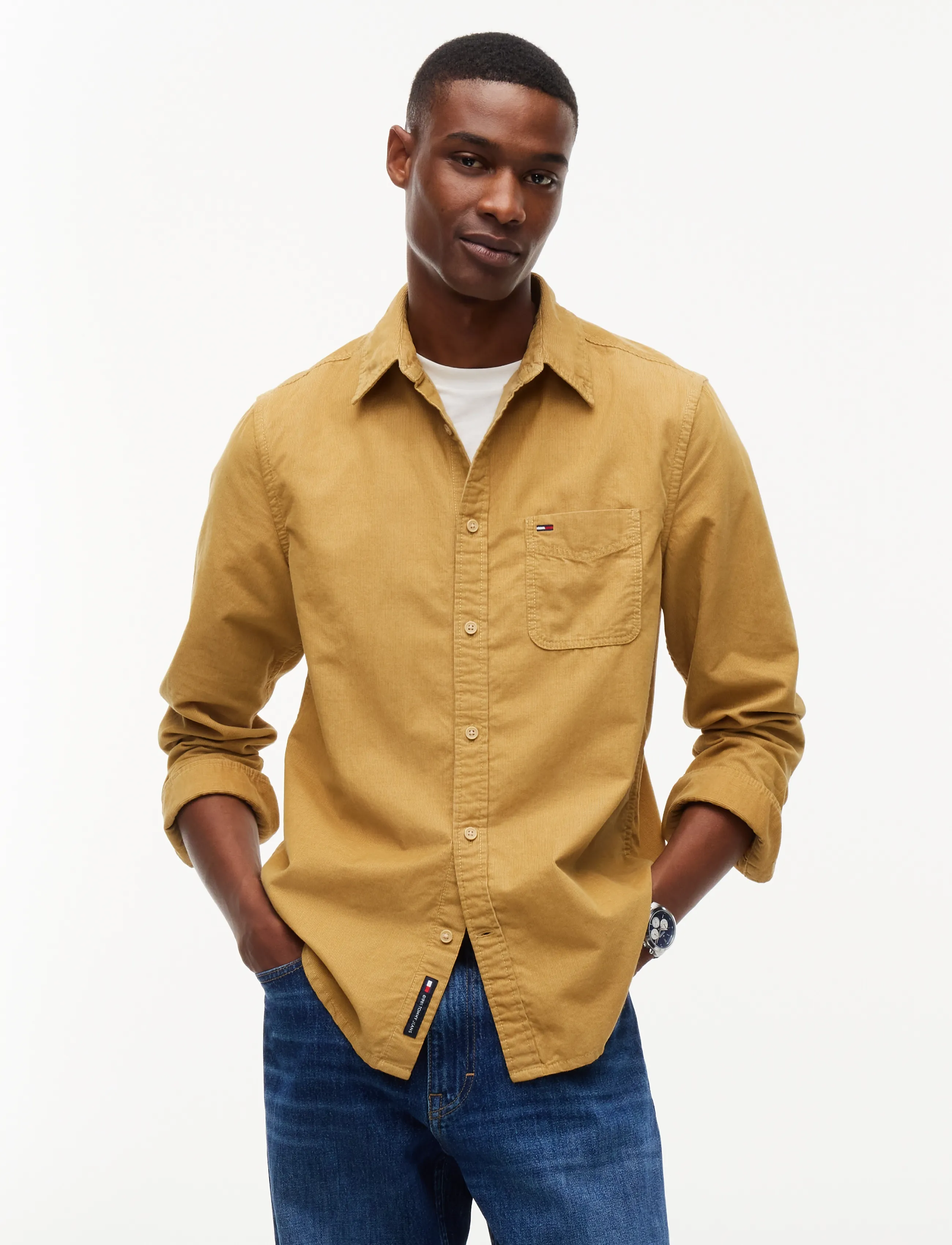 Tommy Jeans Tjm Reg Baby Corduroy Shirt Ext, XXL, Beige, Shirts > Corduroy Shirts, Herre