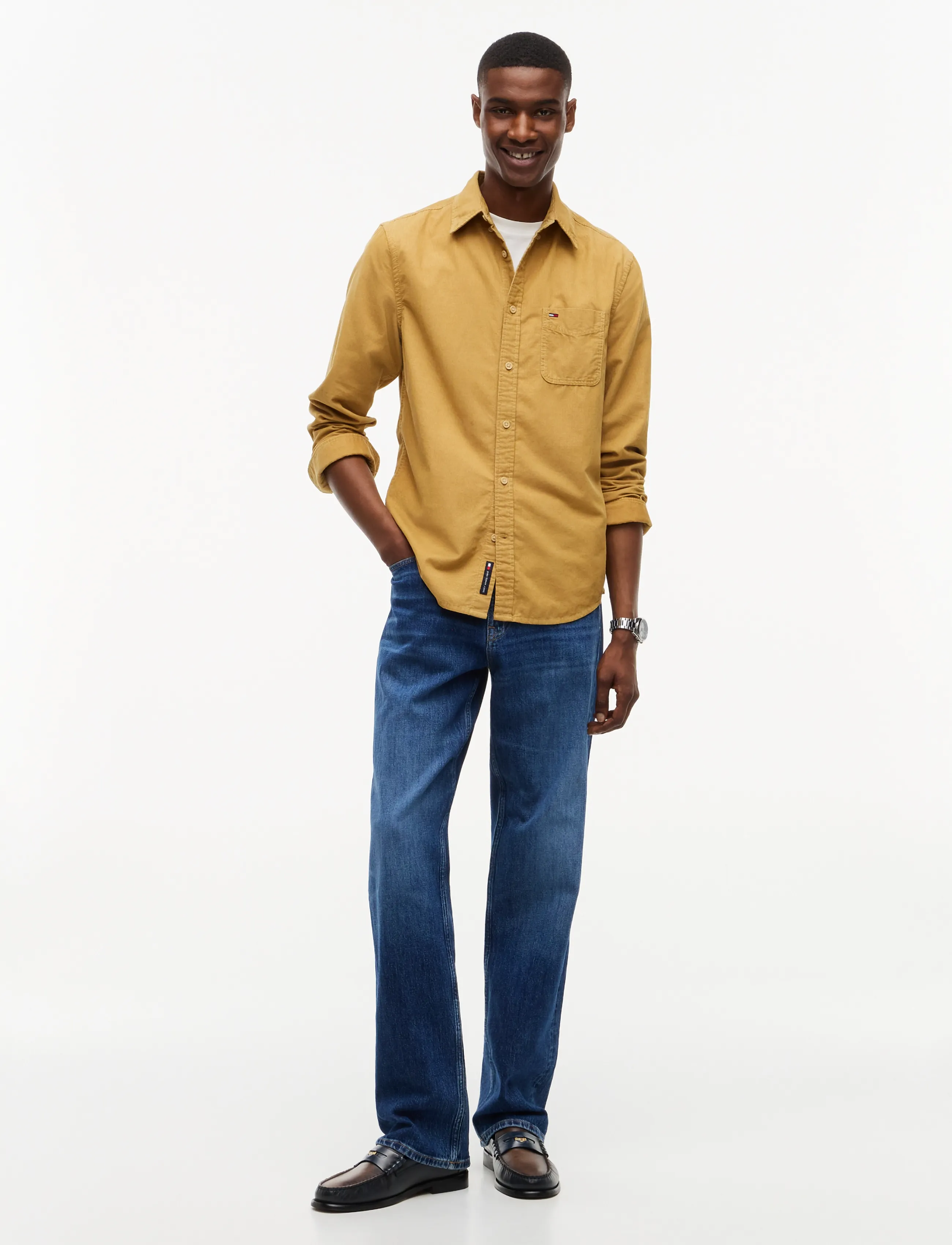Tommy Jeans - TJM REG BABY CORDUROY SHIRT EXT - vabaajasärgid - sandy beige - 4