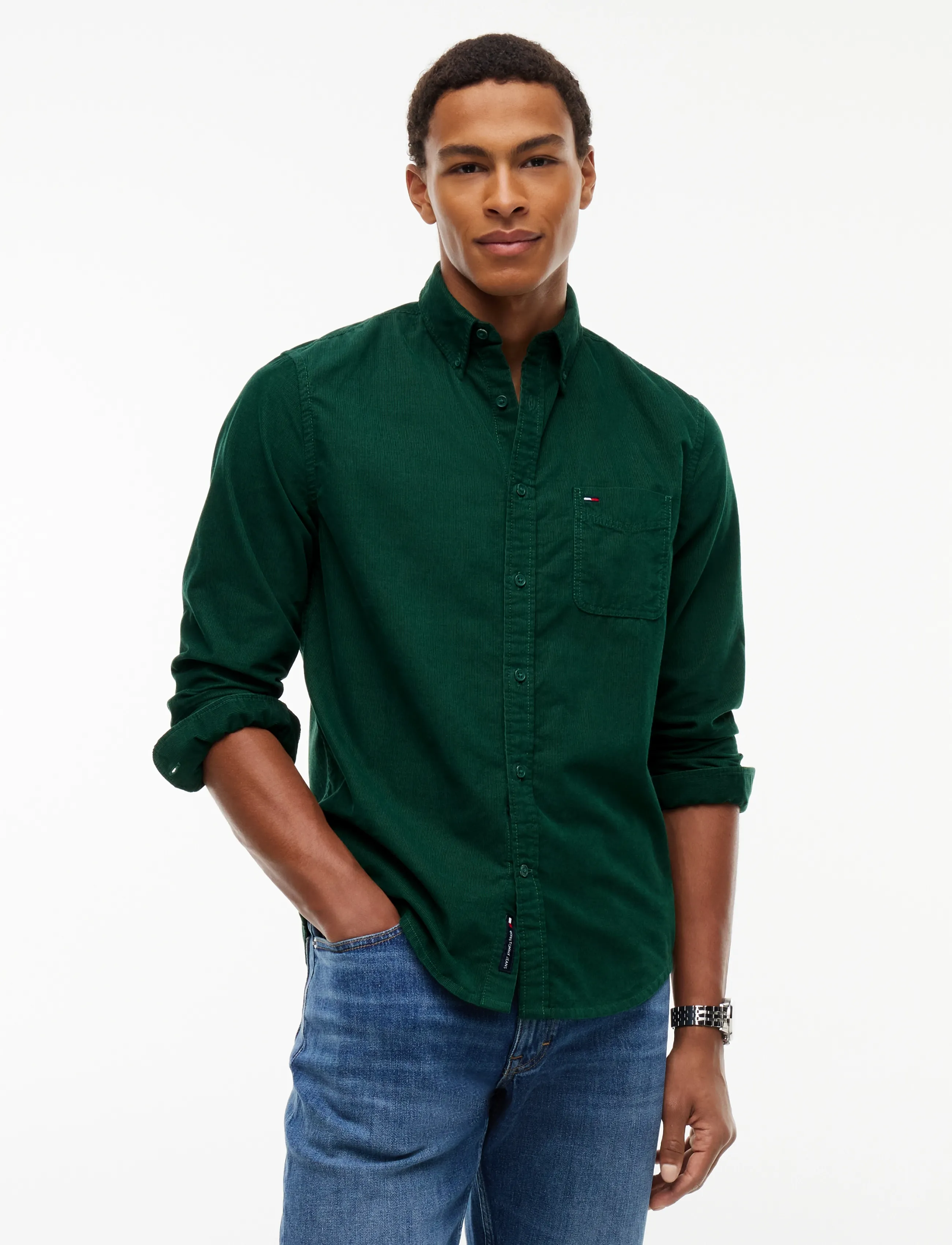 Tommy Jeans TJM REG BABY CORDUROY SHIRT EXT - Tommy Hilfiger - VELVET GREEN / green