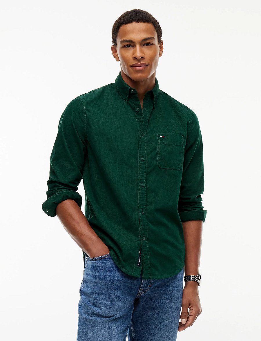 Tommy Jeans - TJM REG BABY CORDUROY SHIRT EXT - vabaajasärgid - velvet green - 0