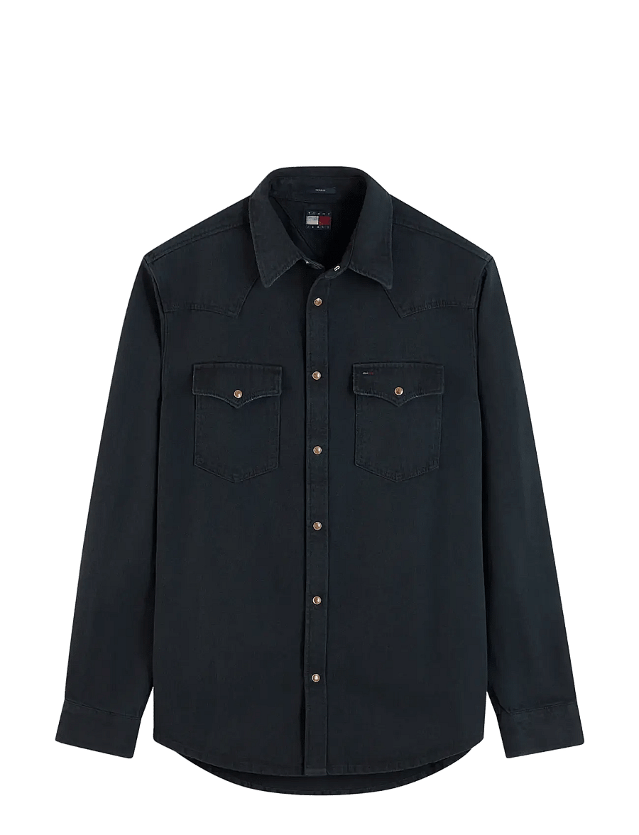 Tommy Jeans - TJM REG WASHED WESTERN SHIRT - freizeithemden - black - 1