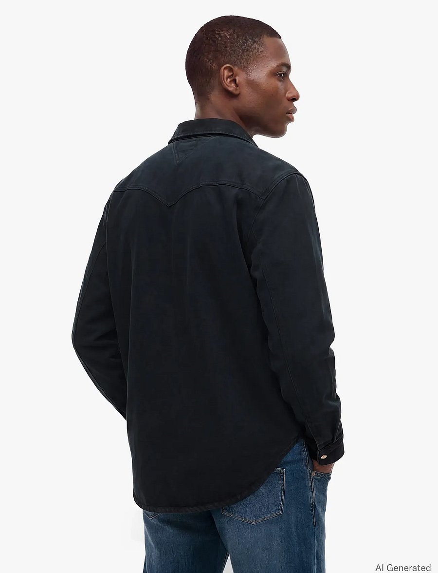 Tommy Jeans - TJM REG WASHED WESTERN SHIRT - freizeithemden - black - 2