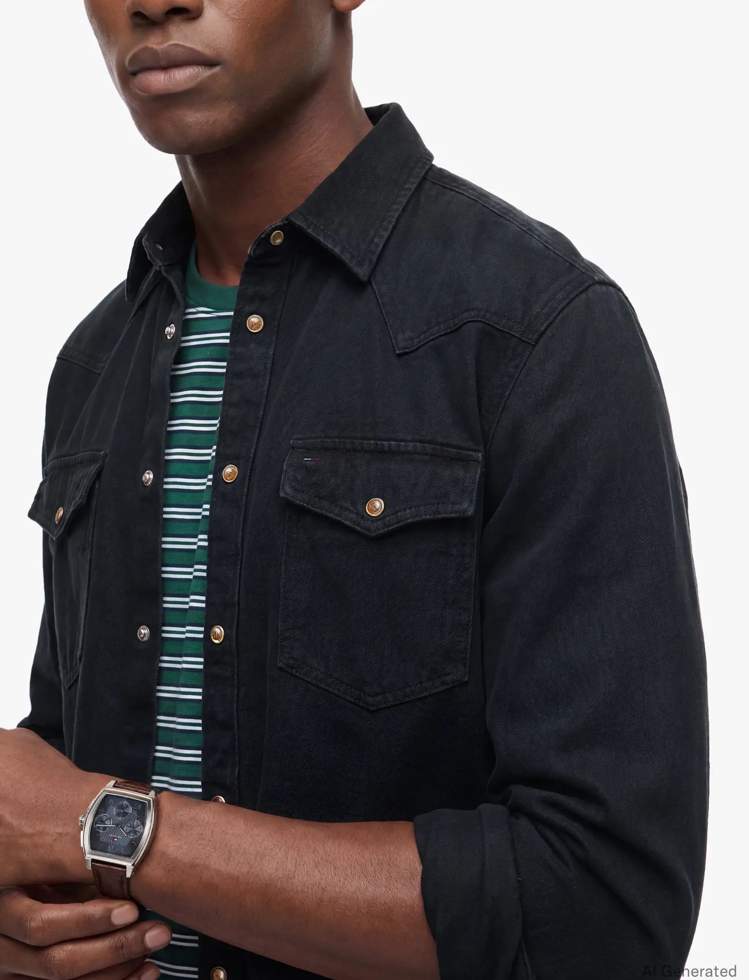 Tommy Jeans - TJM REG WASHED WESTERN SHIRT - freizeithemden - black - 3