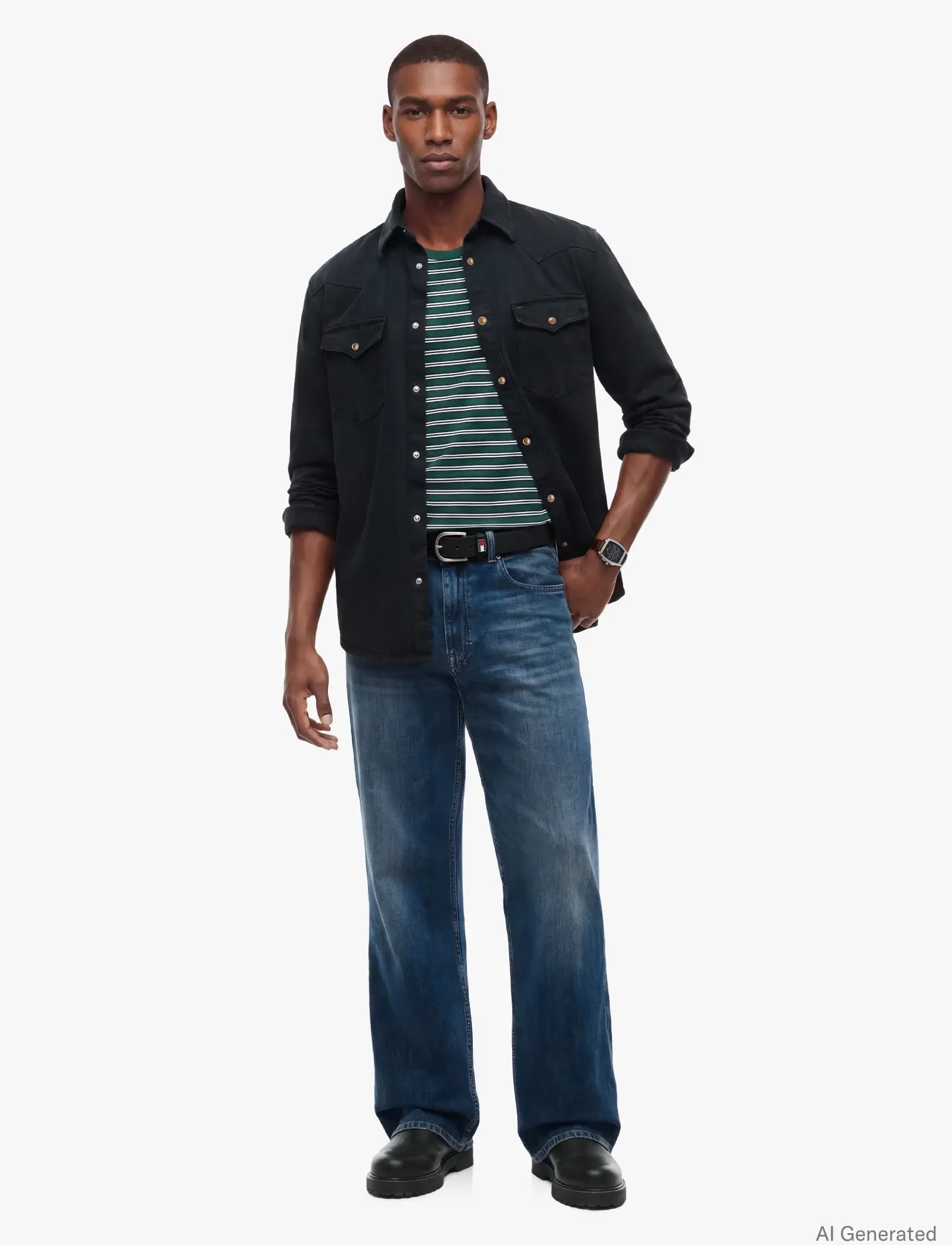 Tommy Jeans - TJM REG WASHED WESTERN SHIRT - freizeithemden - black - 4
