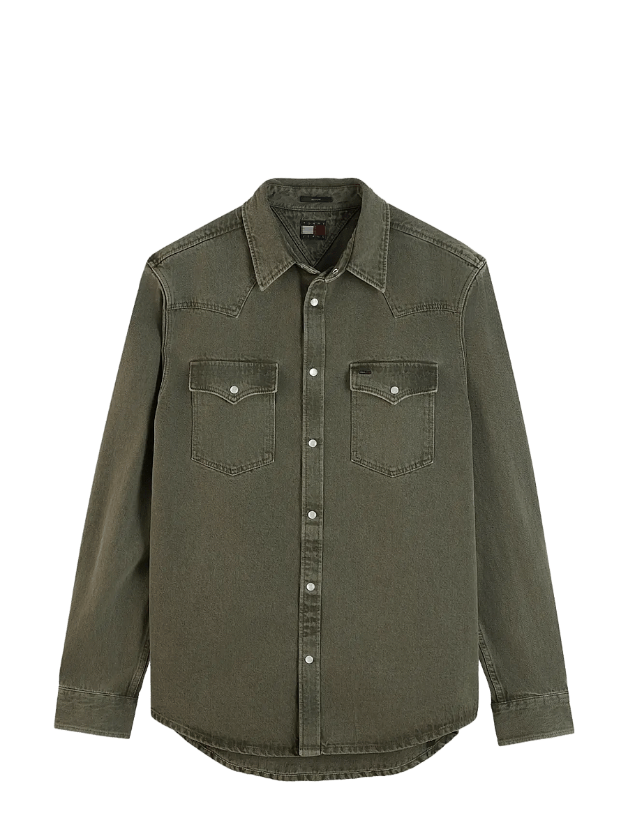 Tommy Jeans - TJM REG WASHED WESTERN SHIRT - casual skjortor - rocky mountain - 1