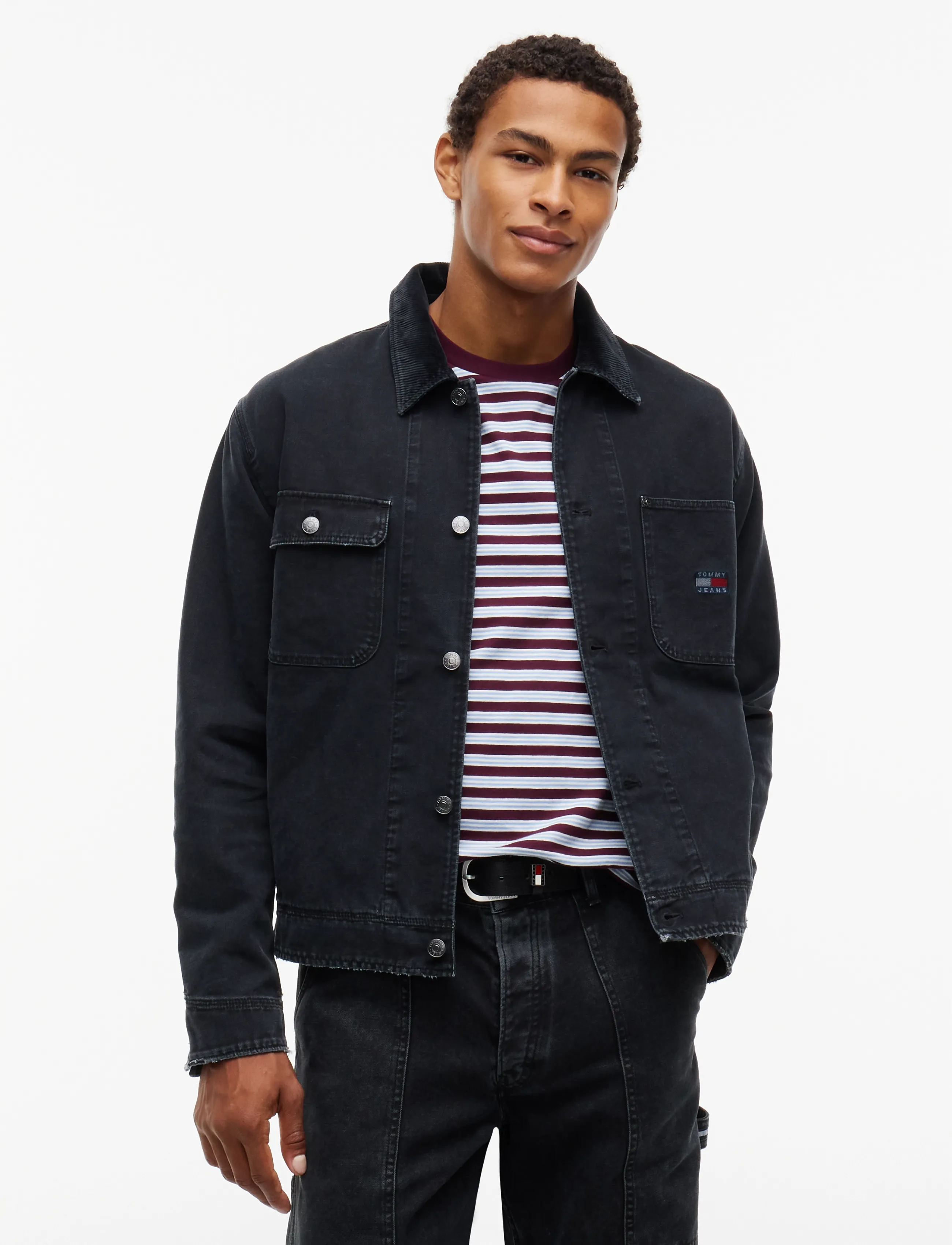 Tommy Jeans TJM CORD COLLAR CANVAS OVS EXT - Tøj - BLACK / black