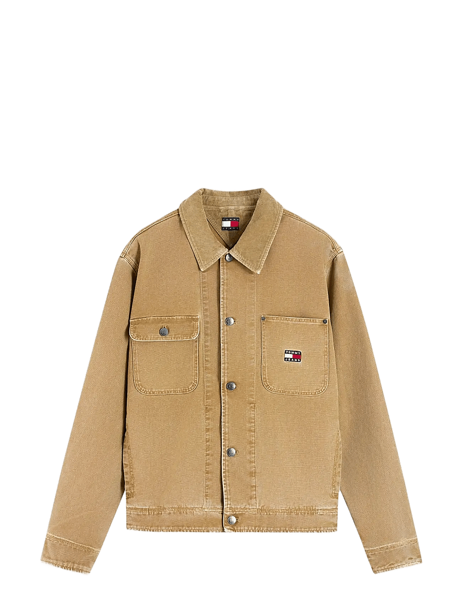 Tommy Jeans - TJM CORD COLLAR CANVAS OVS EXT - ungefütterte denimjacken - sandy beige - 1