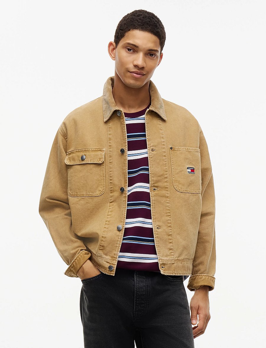 Tommy Jeans - TJM CORD COLLAR CANVAS OVS EXT - ungefütterte denimjacken - sandy beige - 0