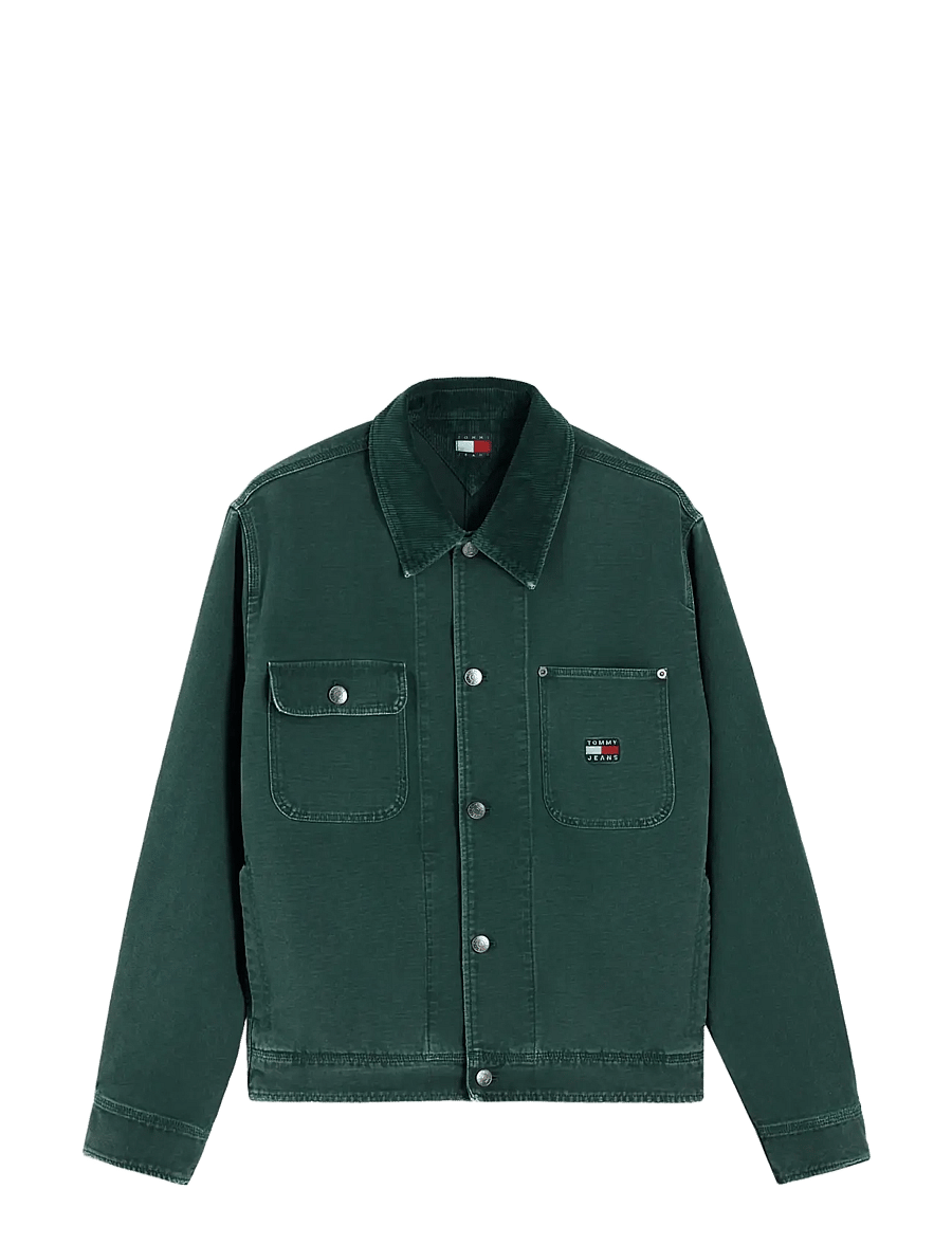 Tommy Jeans - TJM CORD COLLAR CANVAS OVS EXT - unlined denim jackets - velvet green - 0