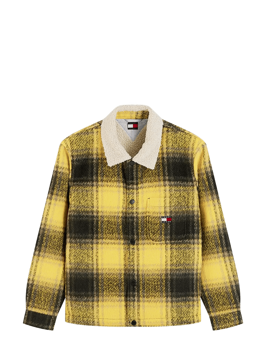 Tommy Jeans - TJM TEDDY COLLAR BRUSHED SHACKET - hybridjackor - countryside yellow check - 1