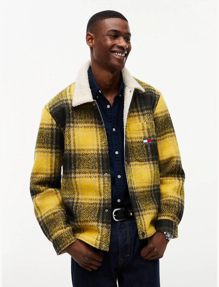 Tommy Jeans - TJM TEDDY COLLAR BRUSHED SHACKET - hybridjackor - countryside yellow check - 0