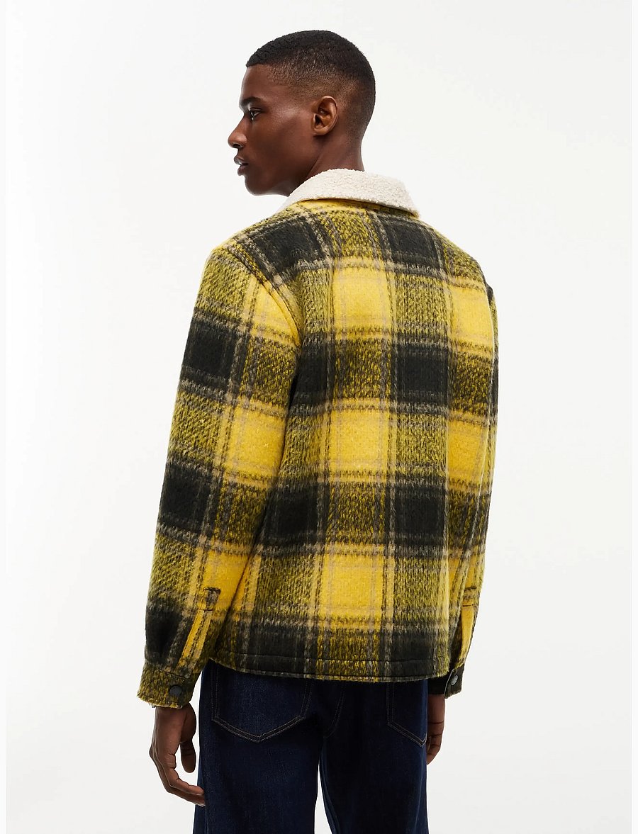 Tommy Jeans - TJM TEDDY COLLAR BRUSHED SHACKET - hybridjackor - countryside yellow check - 2