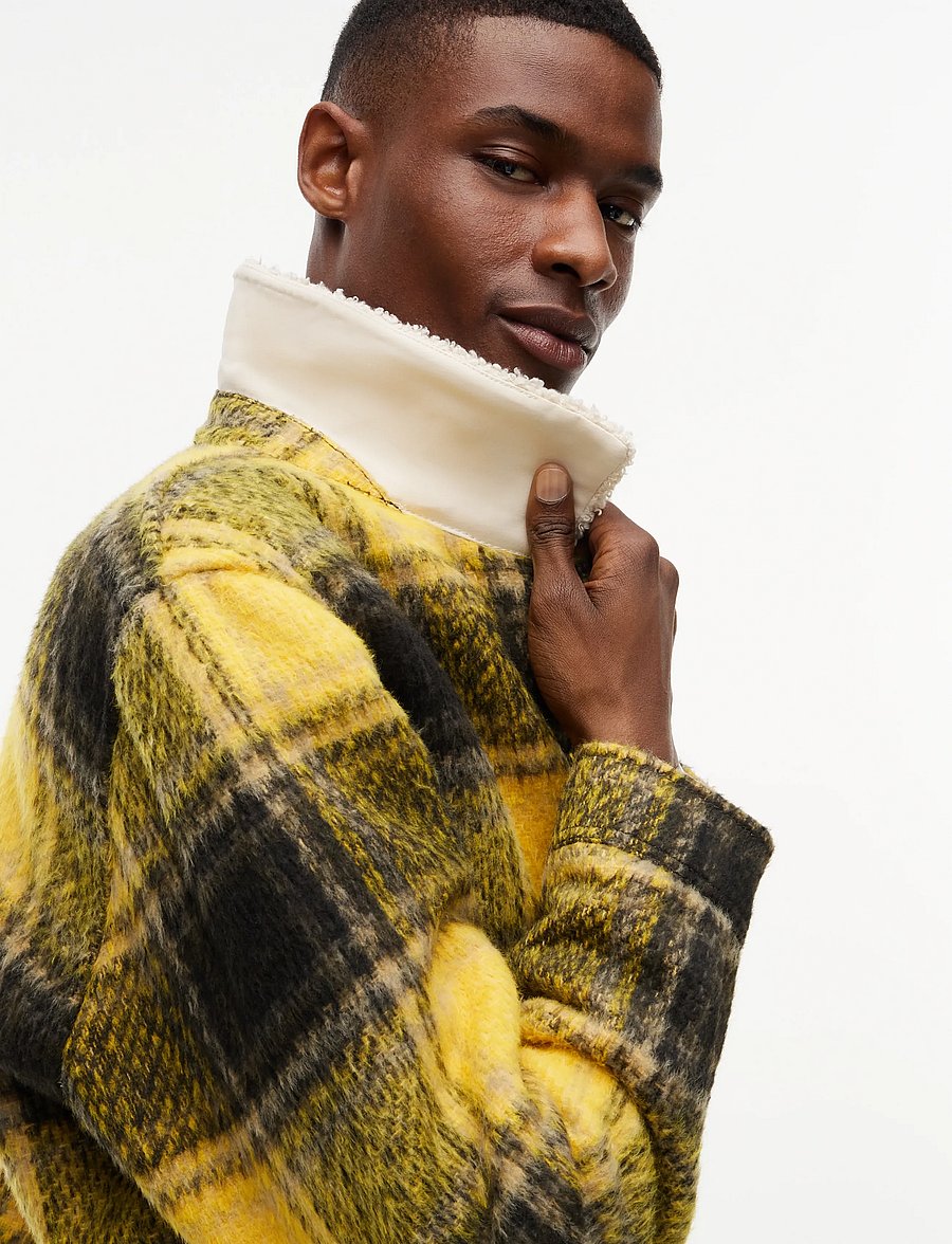 Tommy Jeans - TJM TEDDY COLLAR BRUSHED SHACKET - hybridjackor - countryside yellow check - 3