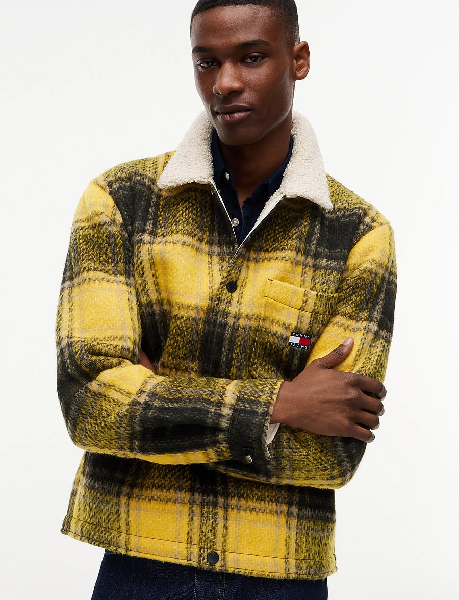 Tommy Jeans - TJM TEDDY COLLAR BRUSHED SHACKET - hybridjackor - countryside yellow check - 5