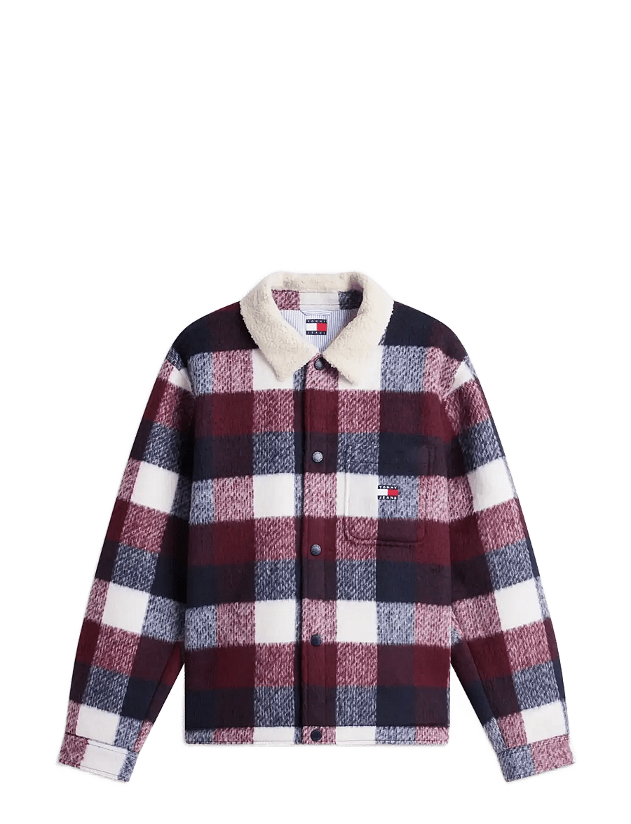Tommy Jeans - TJM TEDDY COLLAR BRUSHED SHACKET - hybridjakker - dark night navy buffalo check - 1