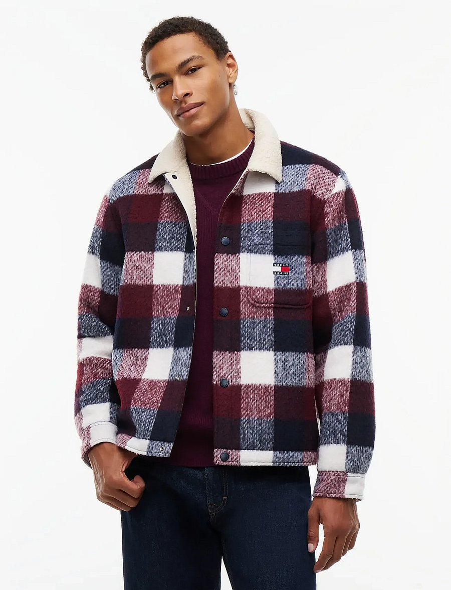 Tommy Jeans - TJM TEDDY COLLAR BRUSHED SHACKET - hybridjakker - dark night navy buffalo check - 0