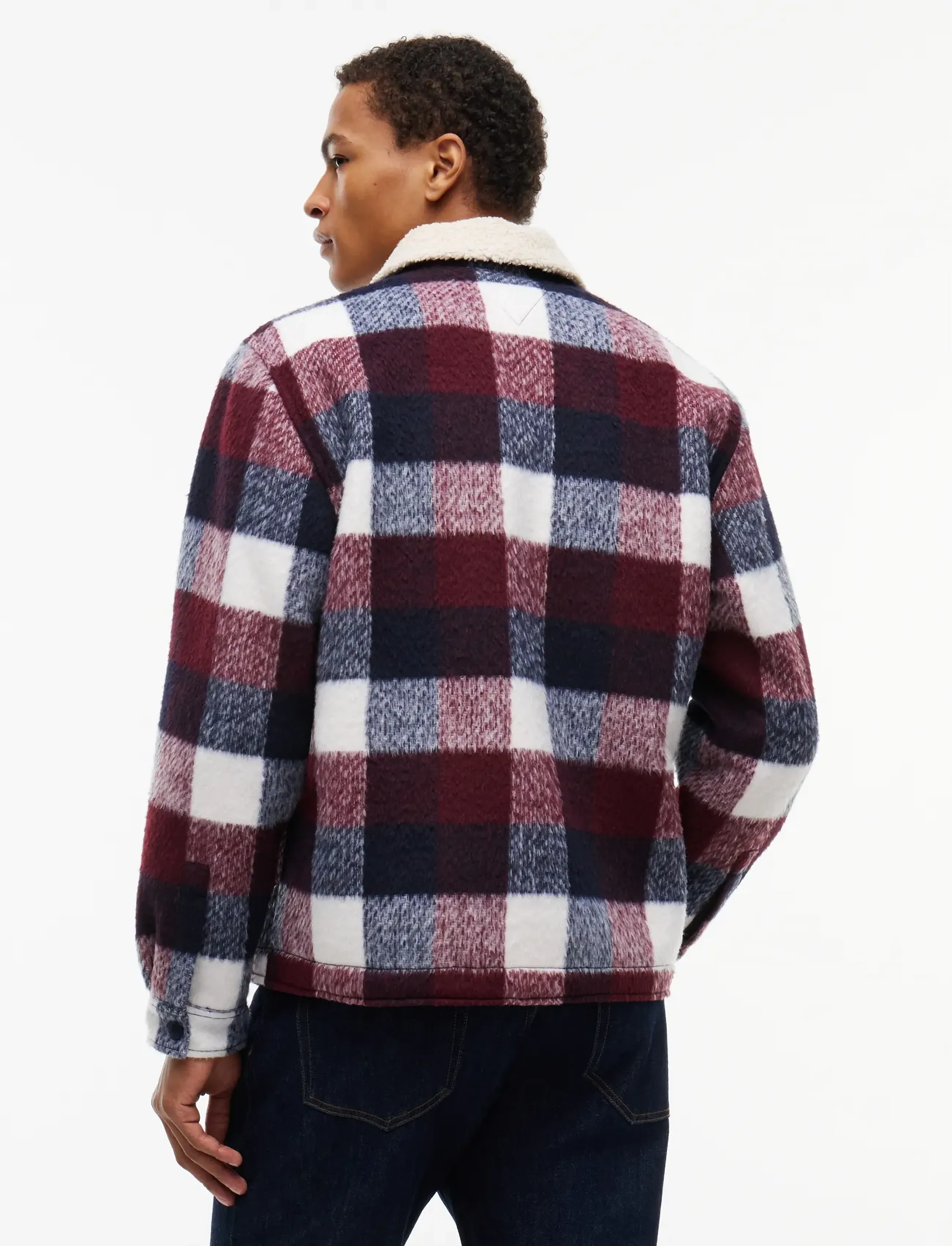 Tommy Jeans - TJM TEDDY COLLAR BRUSHED SHACKET - hybridjakker - dark night navy   buffalo check - 2