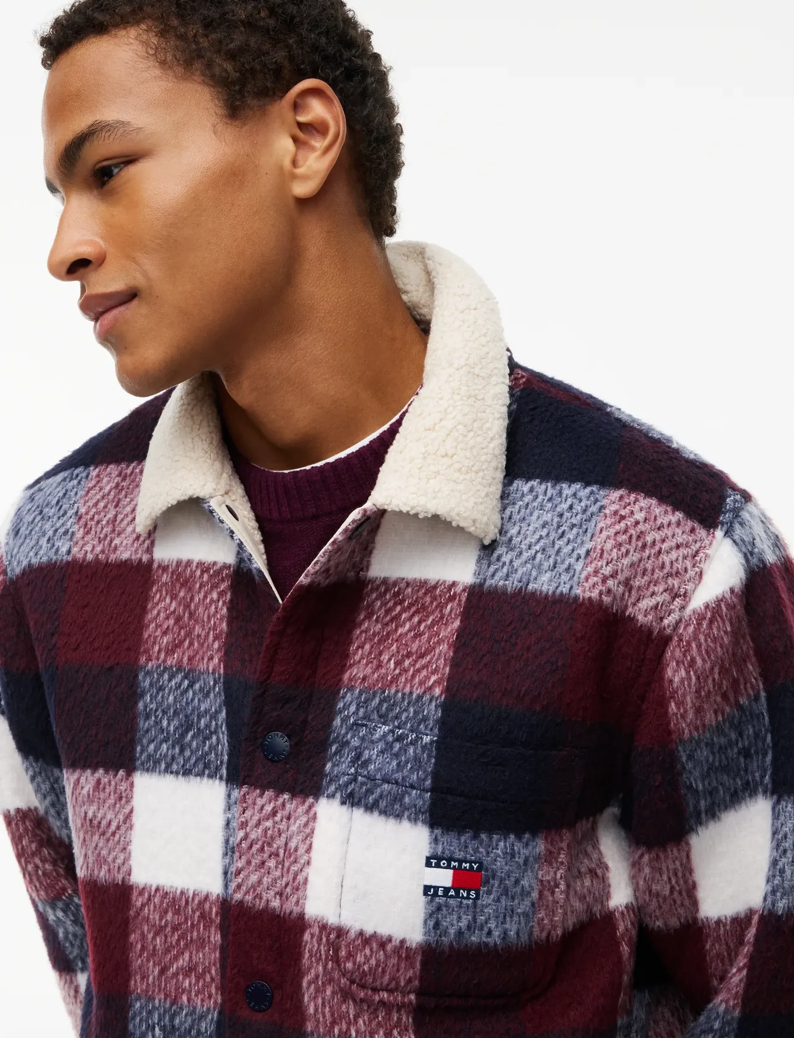 Tommy Jeans - TJM TEDDY COLLAR BRUSHED SHACKET - hybridjakker - dark night navy   buffalo check - 3