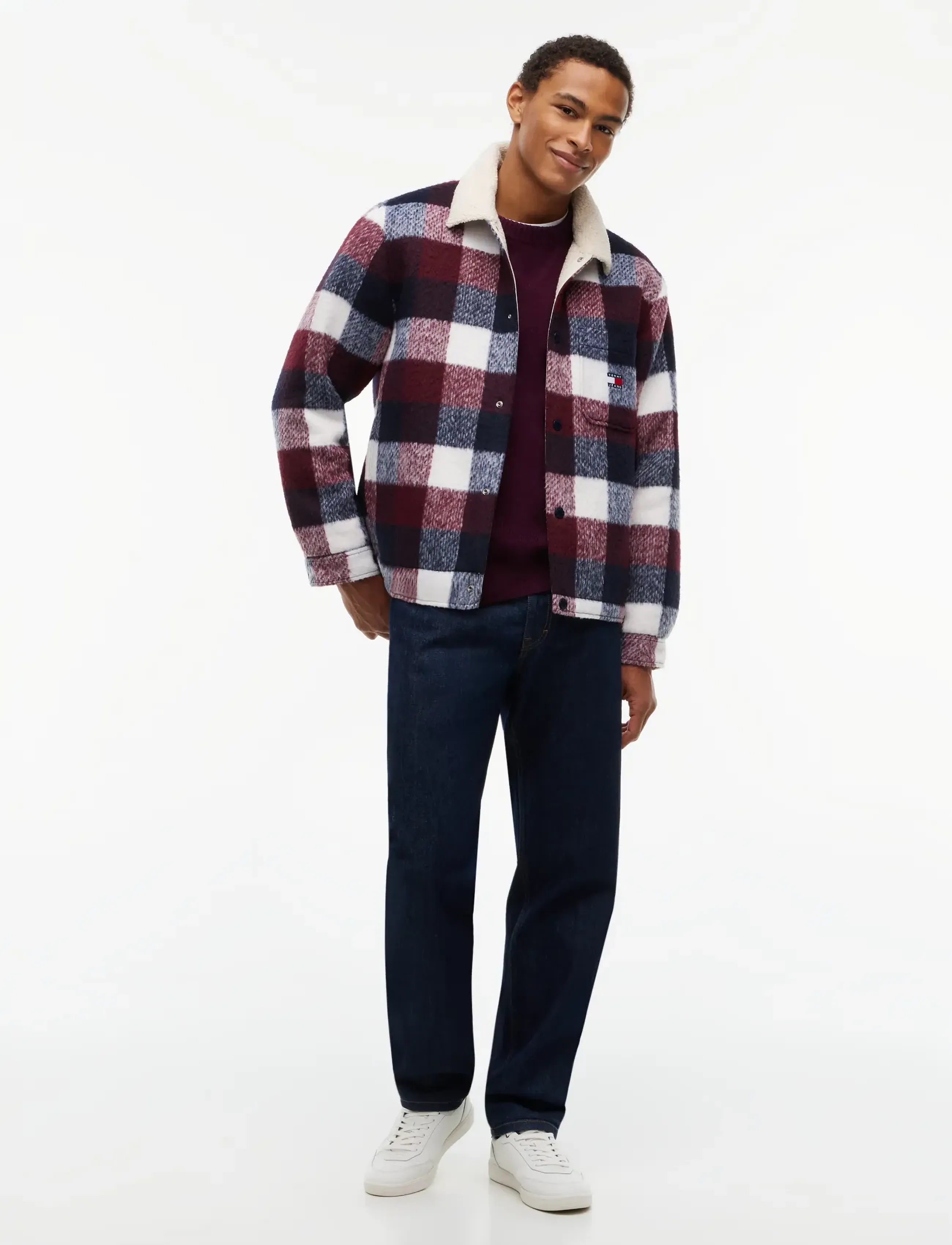 Tommy Jeans - TJM TEDDY COLLAR BRUSHED SHACKET - hybridjakker - dark night navy   buffalo check - 4