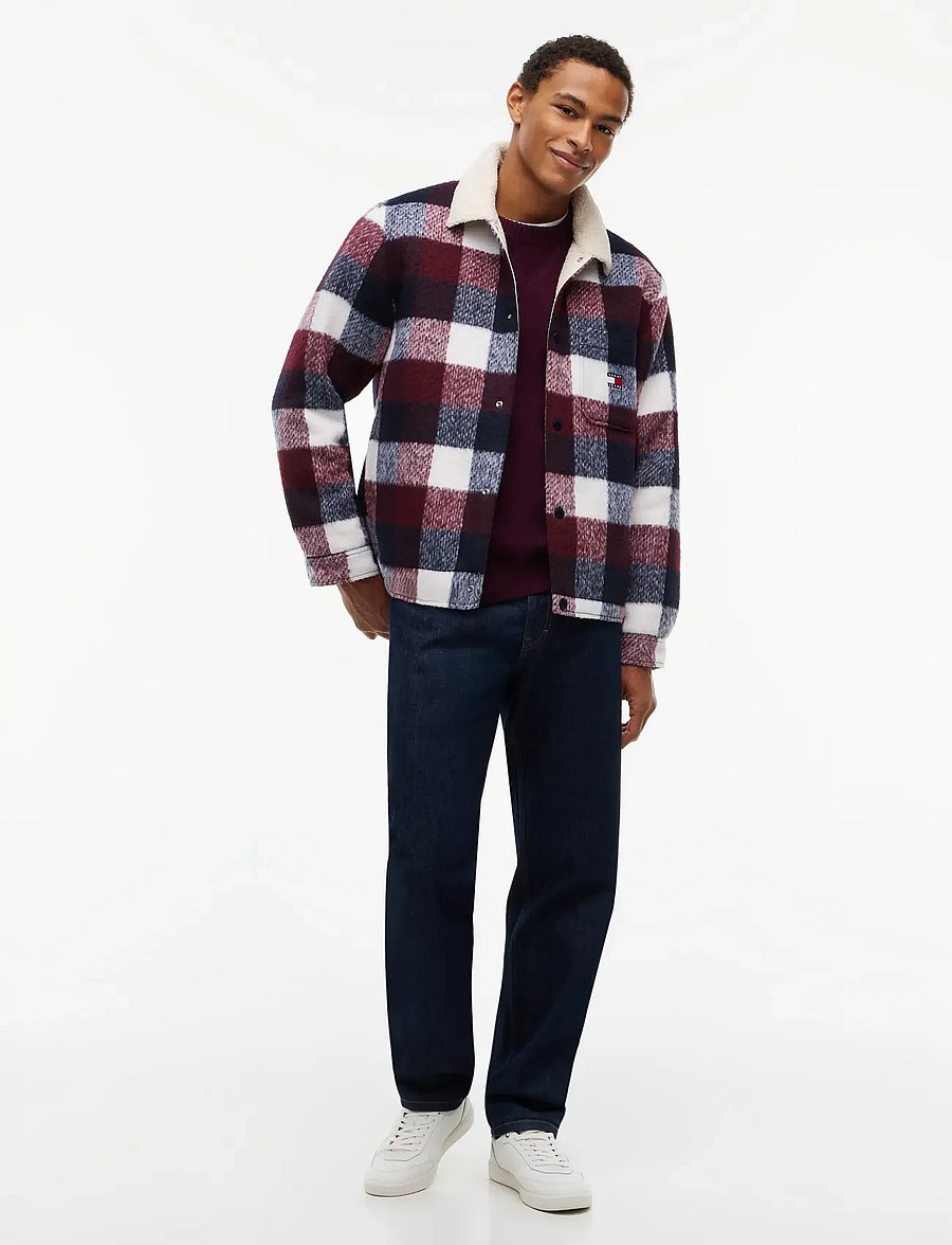 Tommy Jeans - TJM TEDDY COLLAR BRUSHED SHACKET - hybridjakker - dark night navy buffalo check - 4