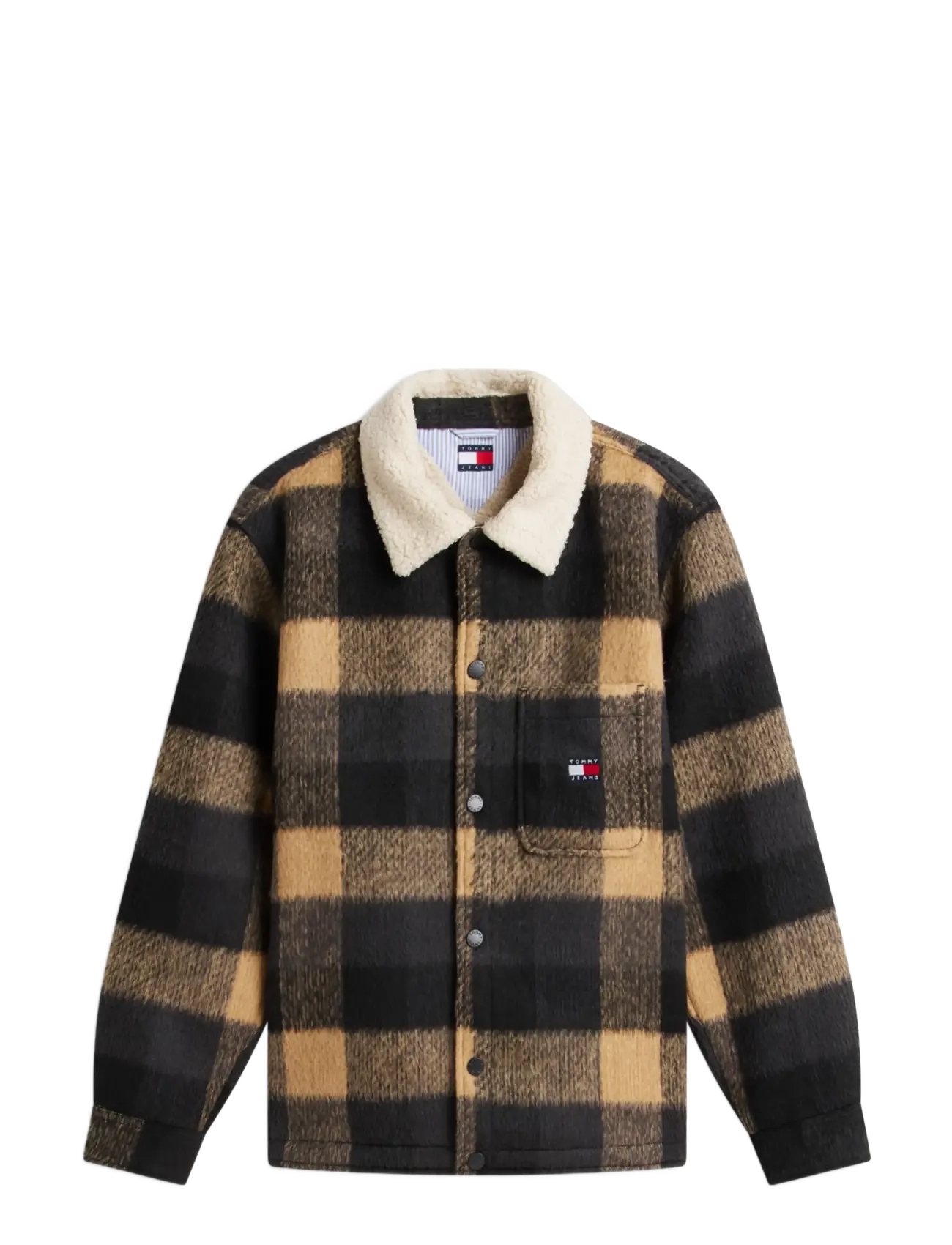 Tommy Jeans - TJM TEDDY COLLAR BRUSHED SHACKET - hybrid-jacken - black check - 1