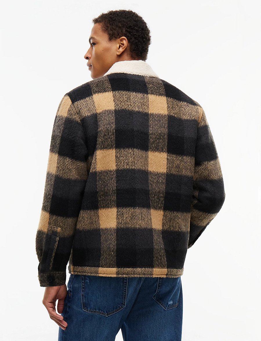 Tommy Jeans - TJM TEDDY COLLAR BRUSHED SHACKET - hybrid-jacken - black check - 2