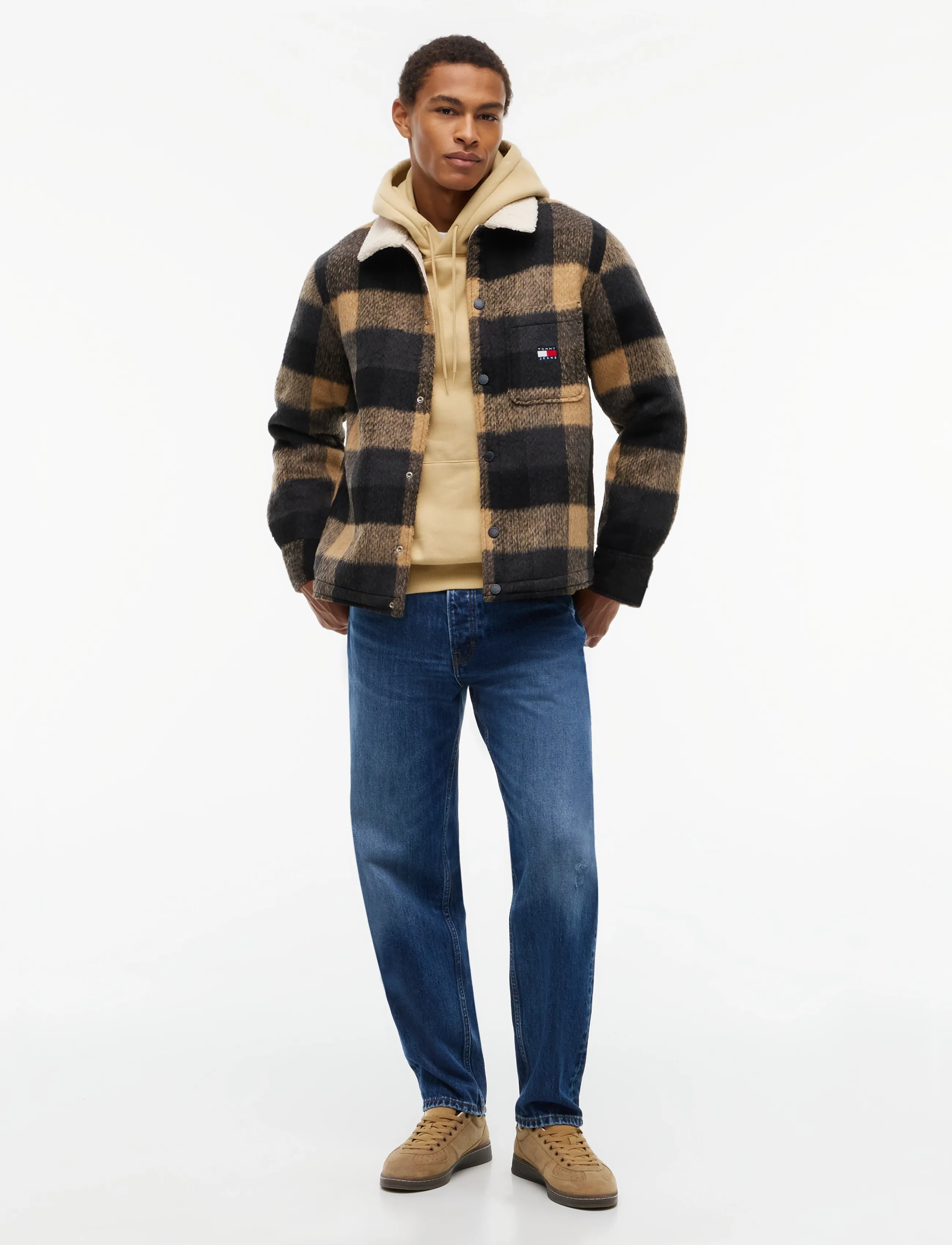 Tommy Jeans - TJM TEDDY COLLAR BRUSHED SHACKET - hybrid-jacken - black check - 4