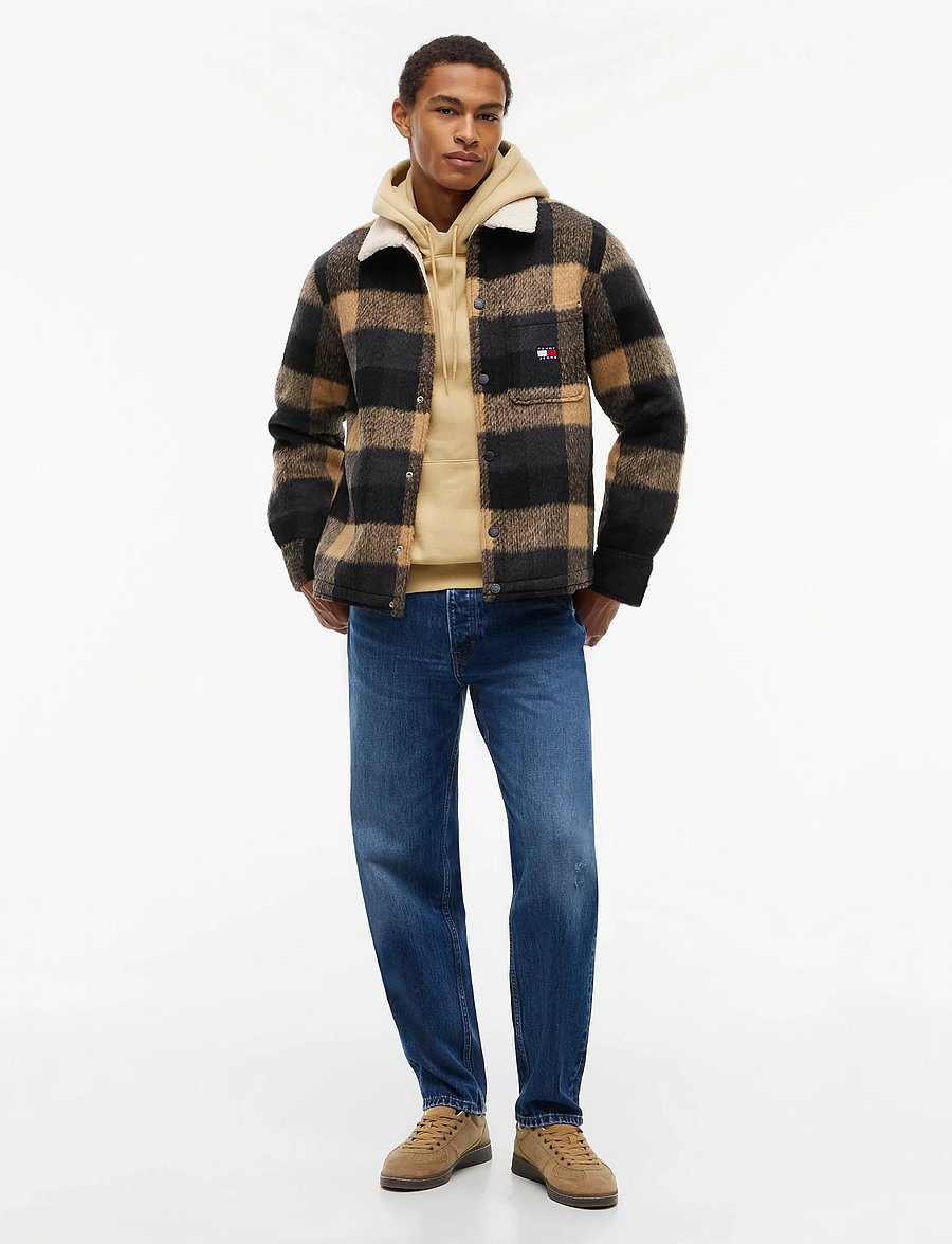 Tommy Jeans - TJM TEDDY COLLAR BRUSHED SHACKET - hybrid-jacken - black check - 4