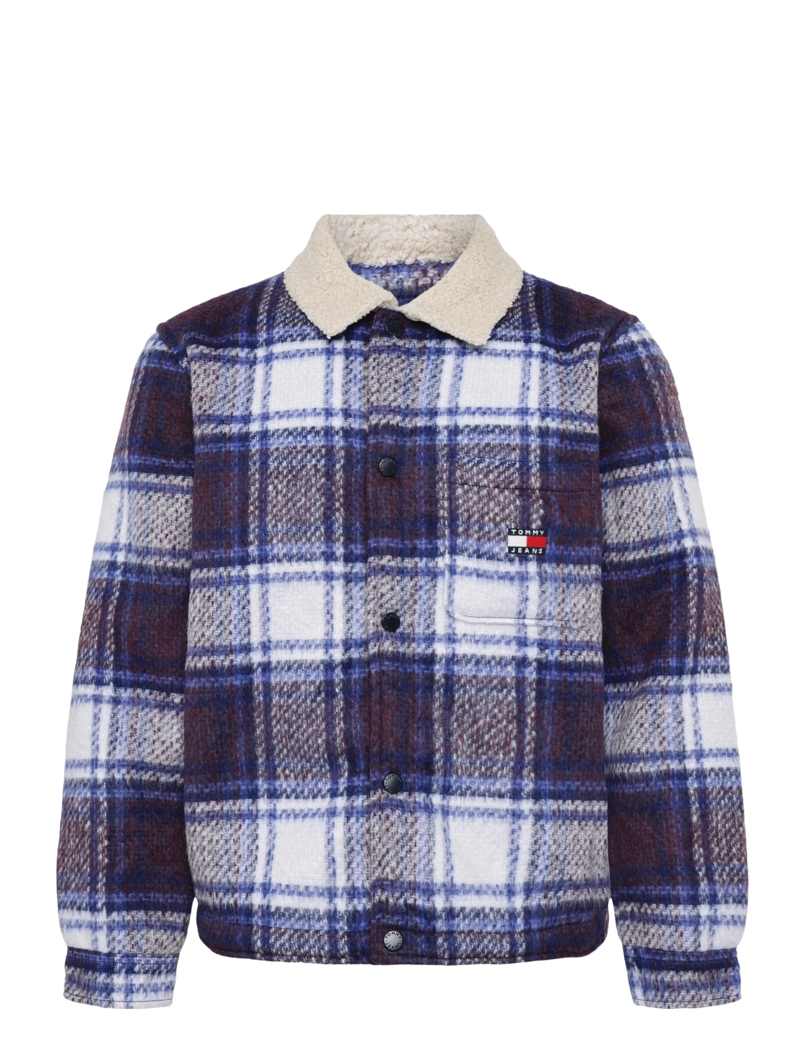 Tommy Jeans - TJM TEDDY COLLAR BRUSHED SHACKET - hybrid-jacken - dark blue check - 1