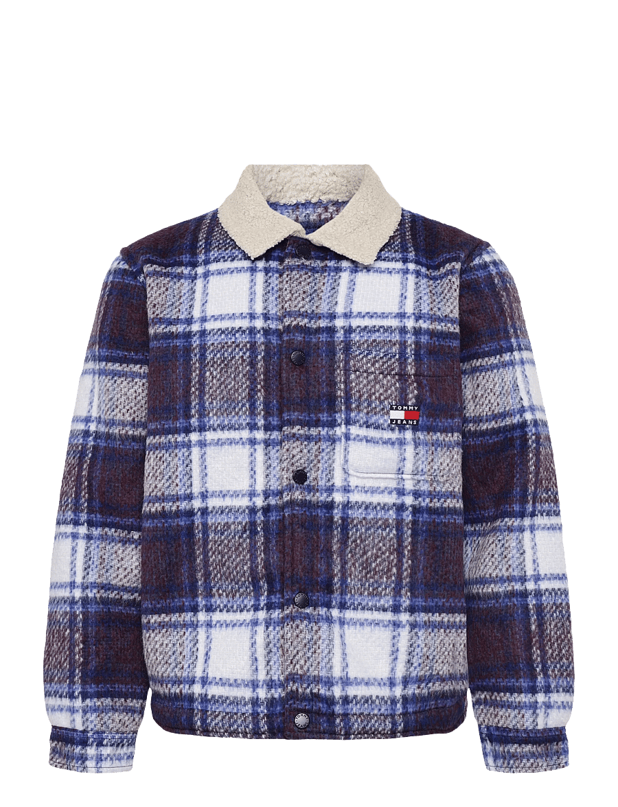 Tommy Jeans - TJM TEDDY COLLAR BRUSHED SHACKET - hybrid-jacken - dark blue check - 1