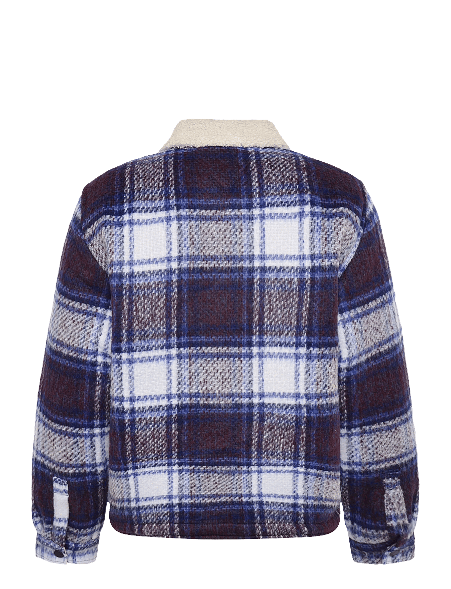 Tommy Jeans - TJM TEDDY COLLAR BRUSHED SHACKET - hybrid-jacken - dark blue check - 2