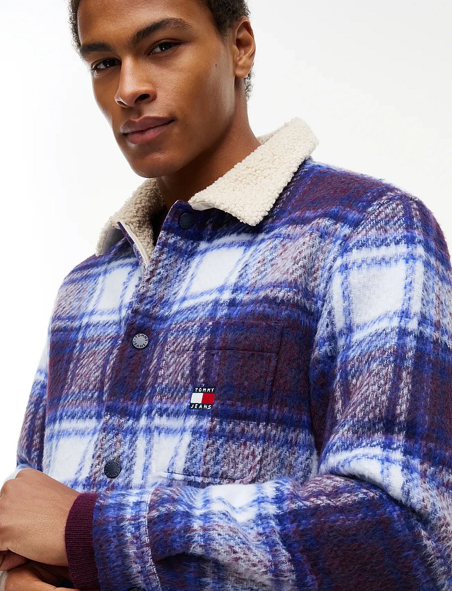 Tommy Jeans - TJM TEDDY COLLAR BRUSHED SHACKET - hybrid-jacken - dark blue check - 4