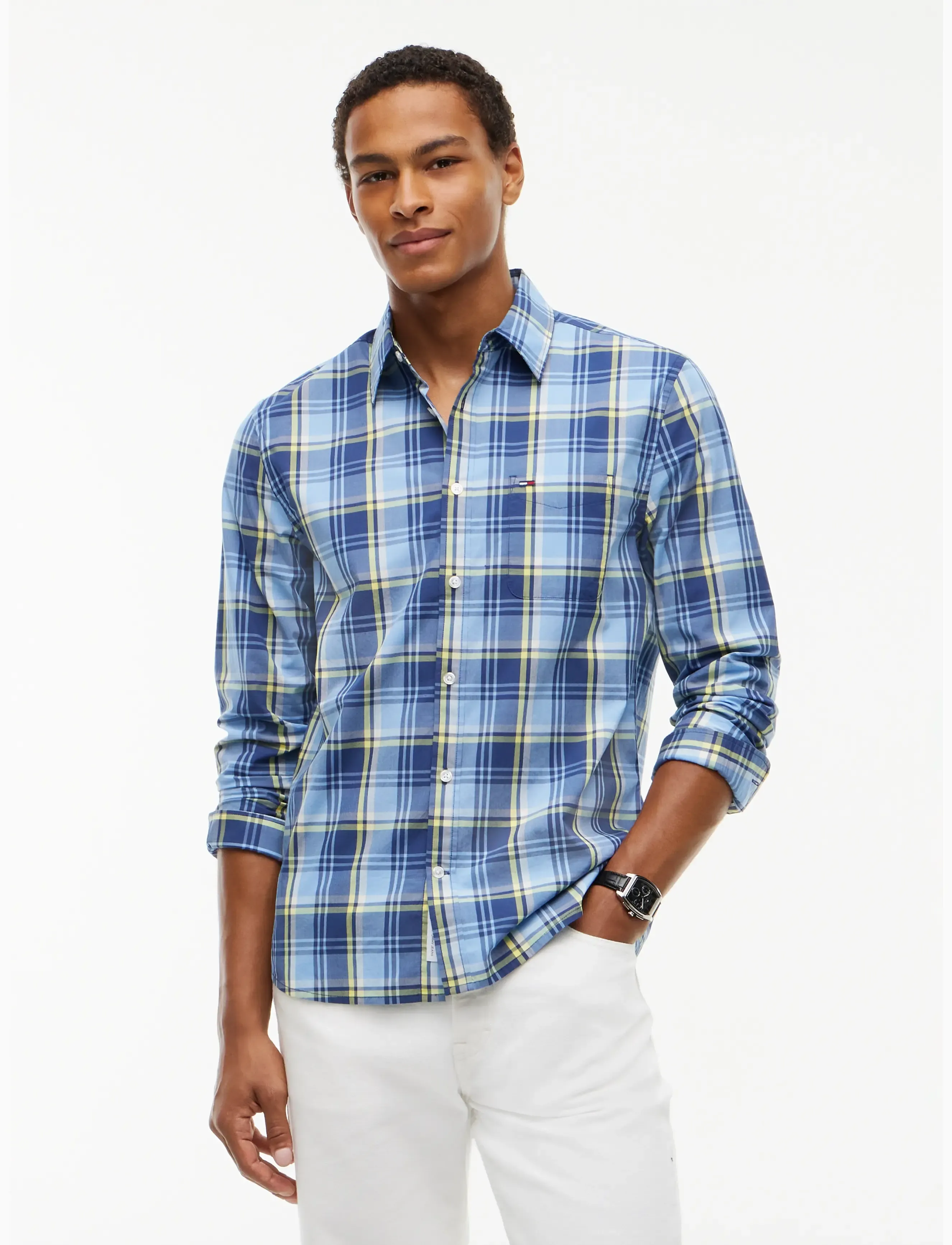 Tommy Jeans TJM REG POPLIN PATTERN SHIRT - Tommy Hilfiger - BASIC NAVY CHECK / navy
