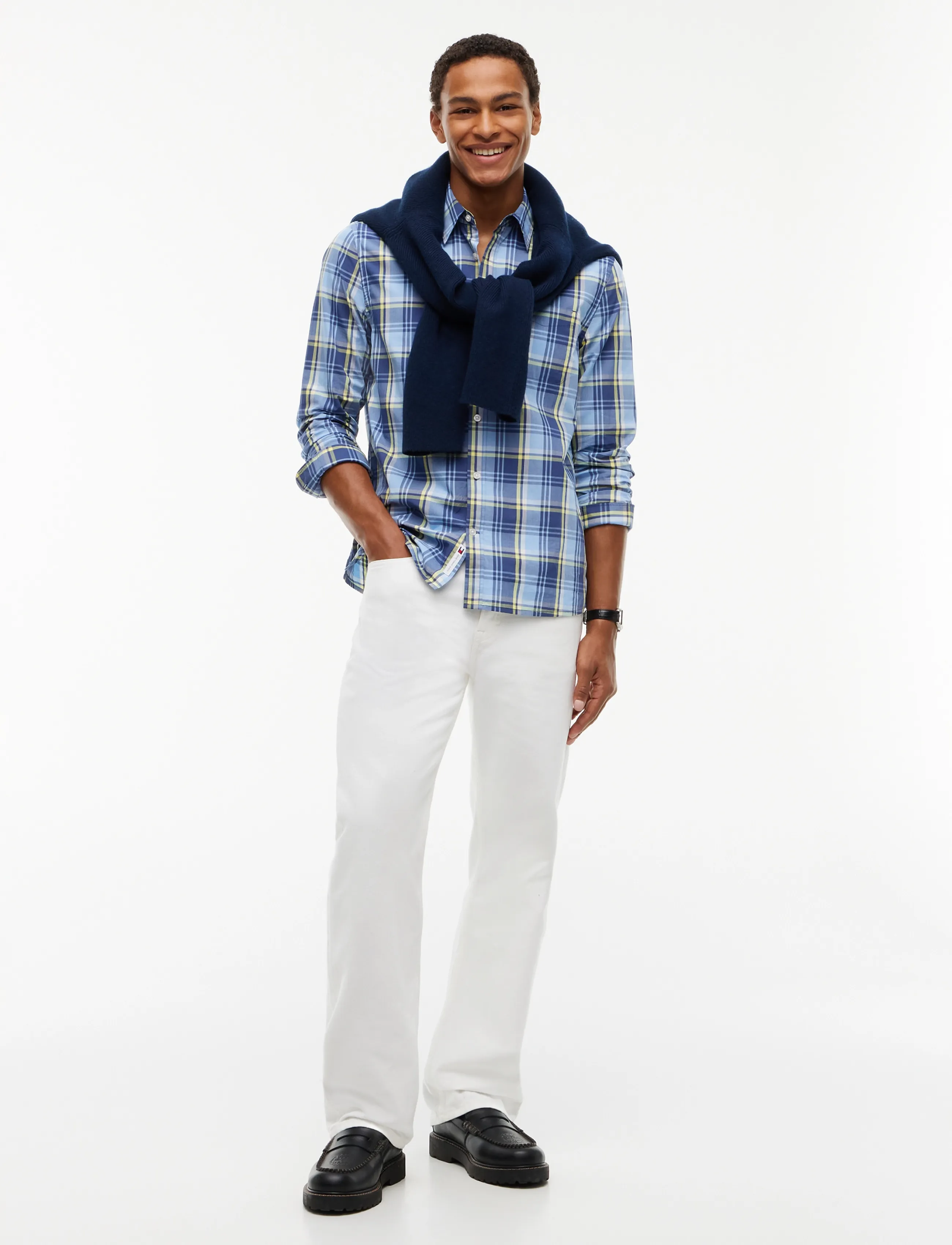 Tommy Jeans - TJM REG POPLIN PATTERN SHIRT - ternede skjorter - basic navy check - 4