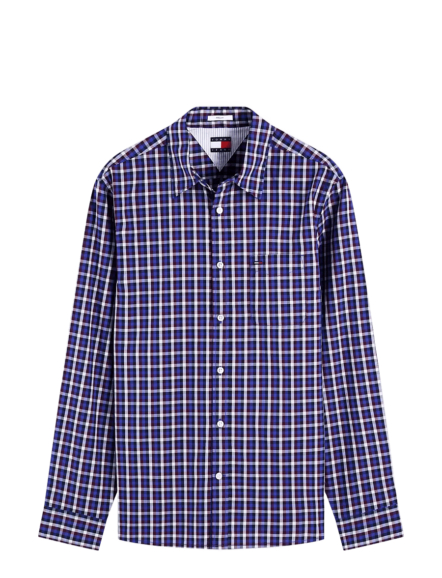 Tommy Jeans - TJM REG POPLIN PATTERN SHIRT - ternede skjorter - deep marine small check - 0