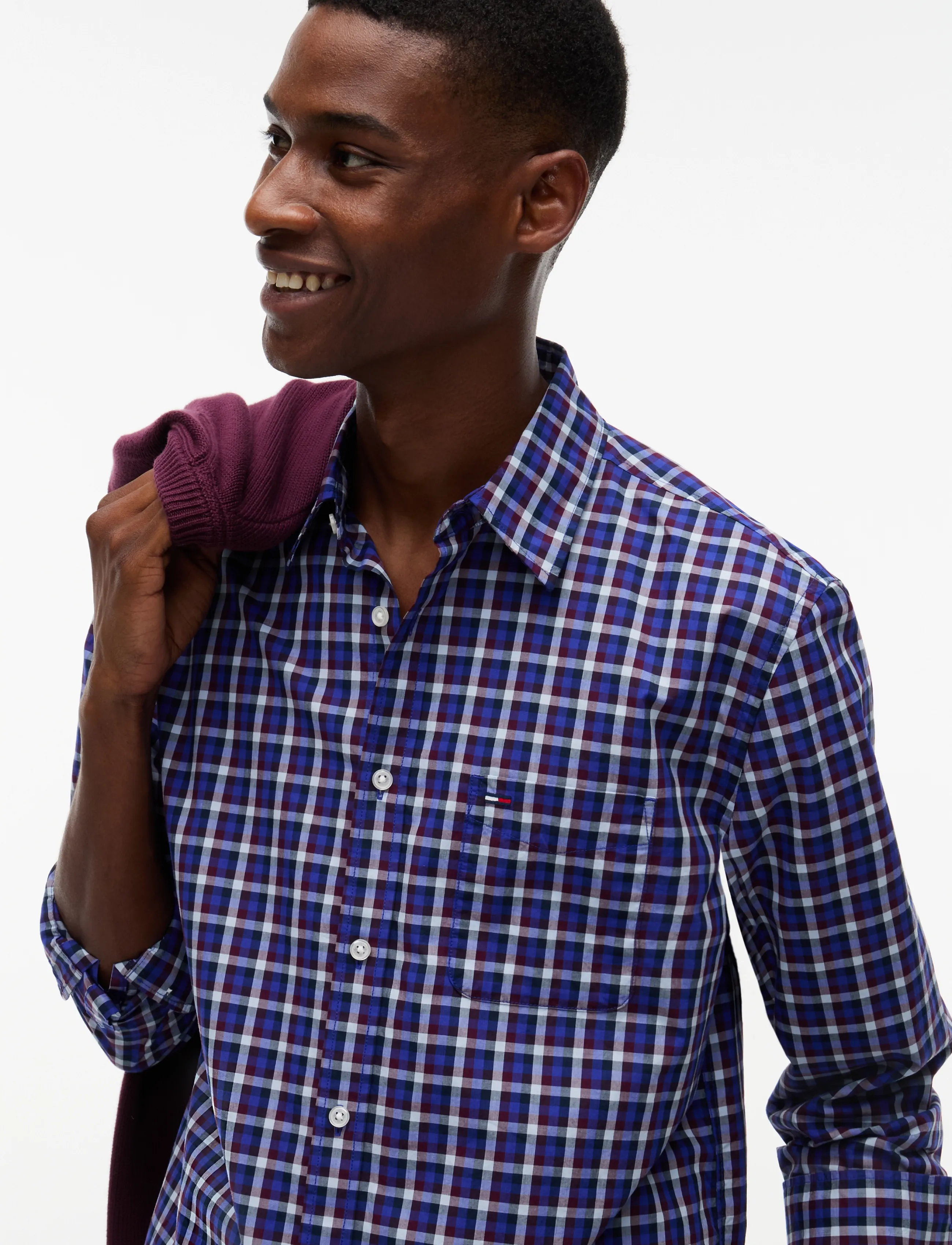 Tommy Jeans - TJM REG POPLIN PATTERN SHIRT - checkered shirts - deep marine small check - 3