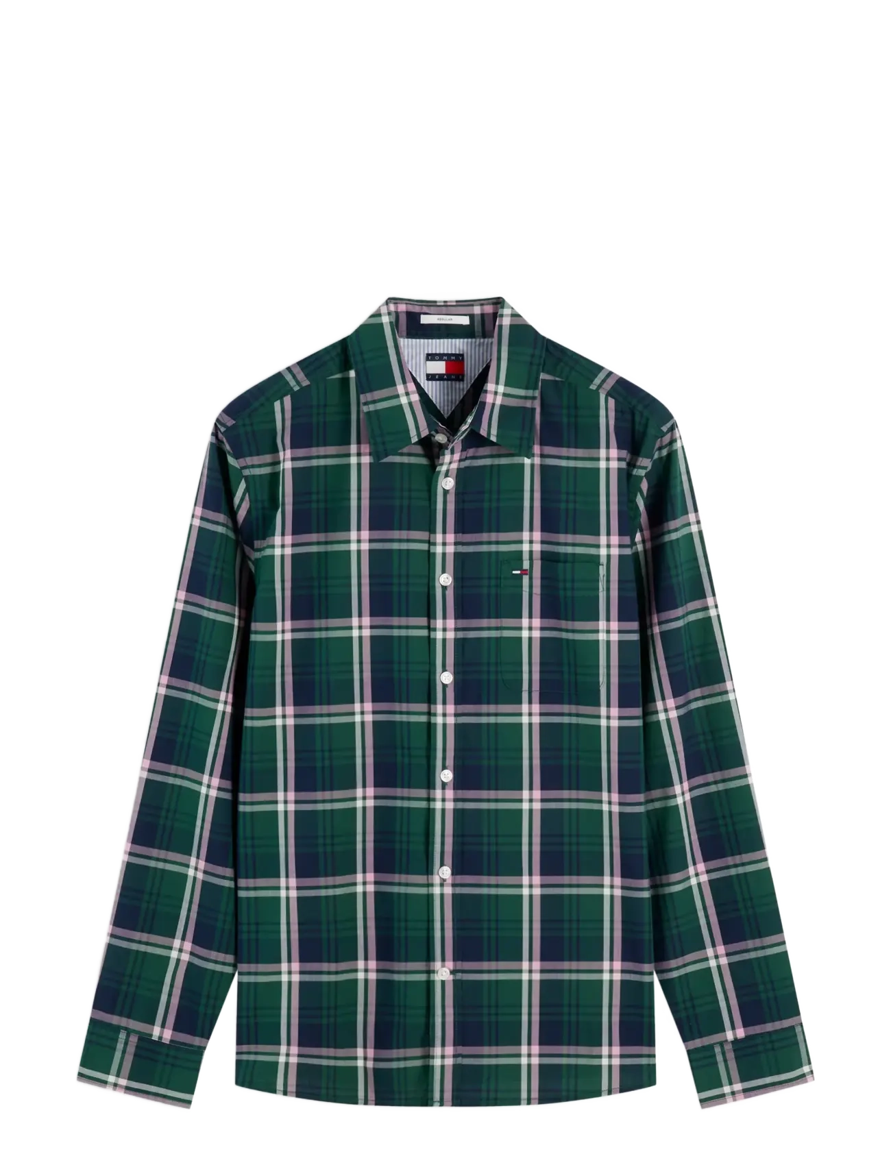Tommy Jeans - TJM REG POPLIN PATTERN SHIRT - rutiga skjortor - velvet green check - 1
